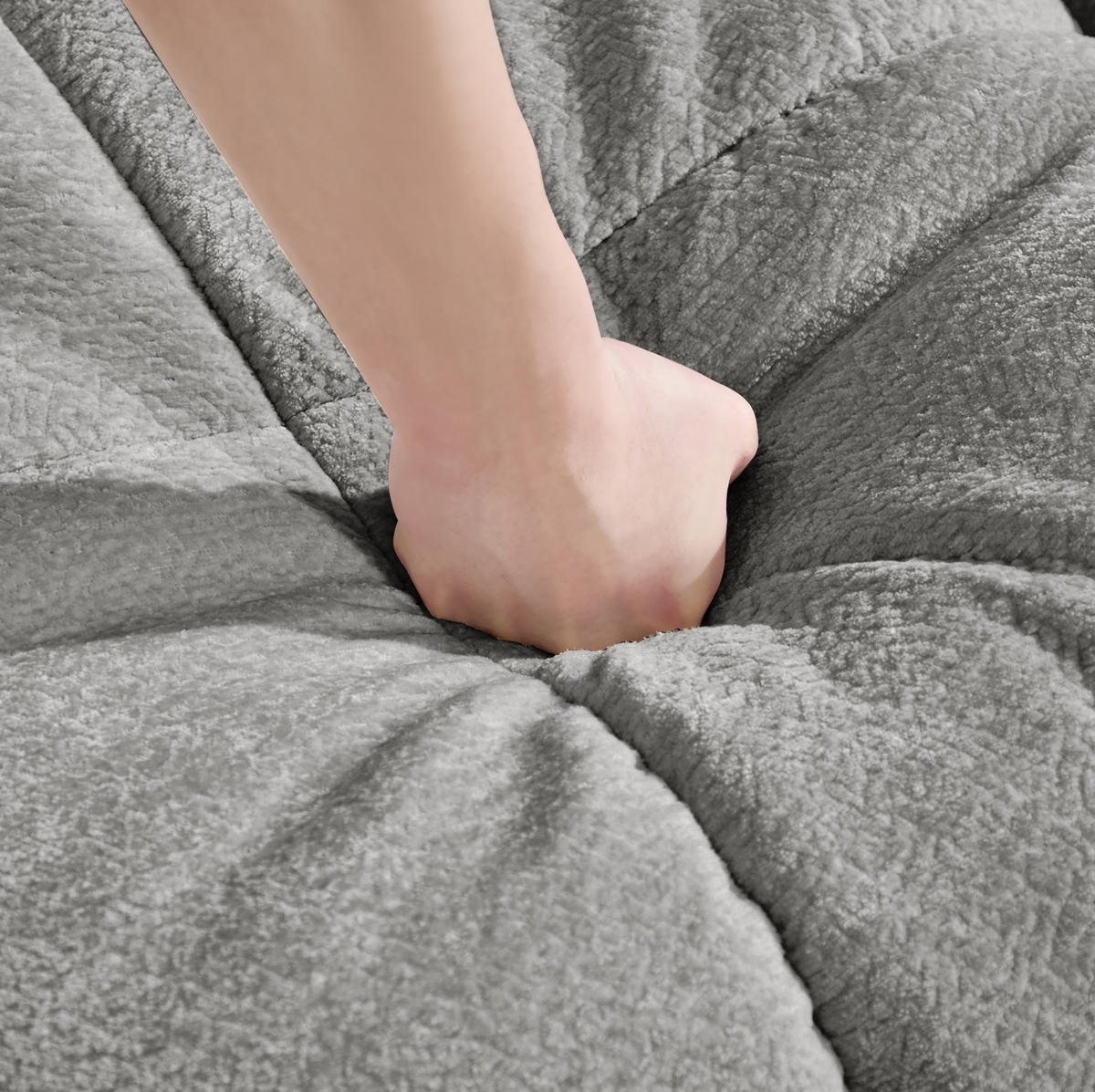 SOFA 330/149/90 cm in Hellgrau aus Chenille mit modularer Flexibilität - Hellgrau, Textil (149/90/330cm) - Flora Grace