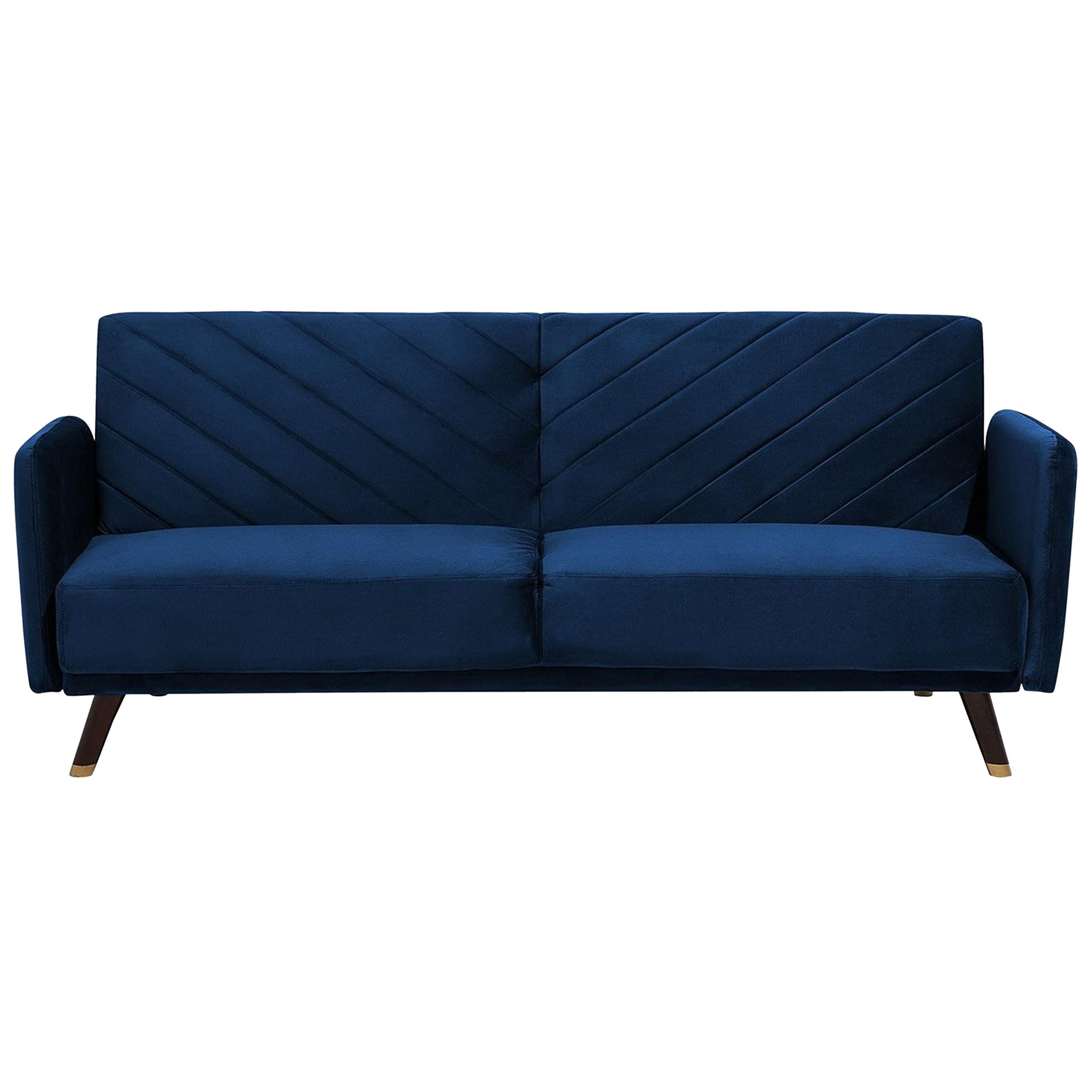 3-SITZER-SCHLAFSOFA Samtstoff Blau Senja - Hellblau, Textil (200/87/95cm) - Beliani