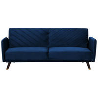 3-SITZER-SCHLAFSOFA Samtstoff Blau Senja - Hellblau, Textil (200/87/95cm) - Beliani