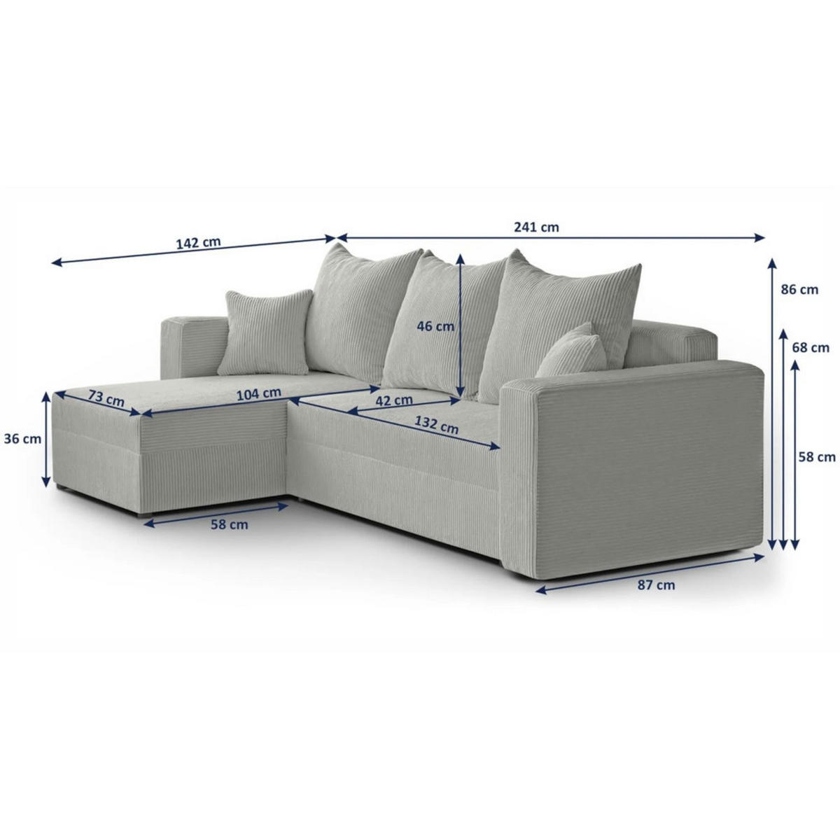 ECKSCHLAFSOFA Hamlet L Gelb - Gelb/Schwarz, Textil/Metall (241/142cm) - Beautysofa
