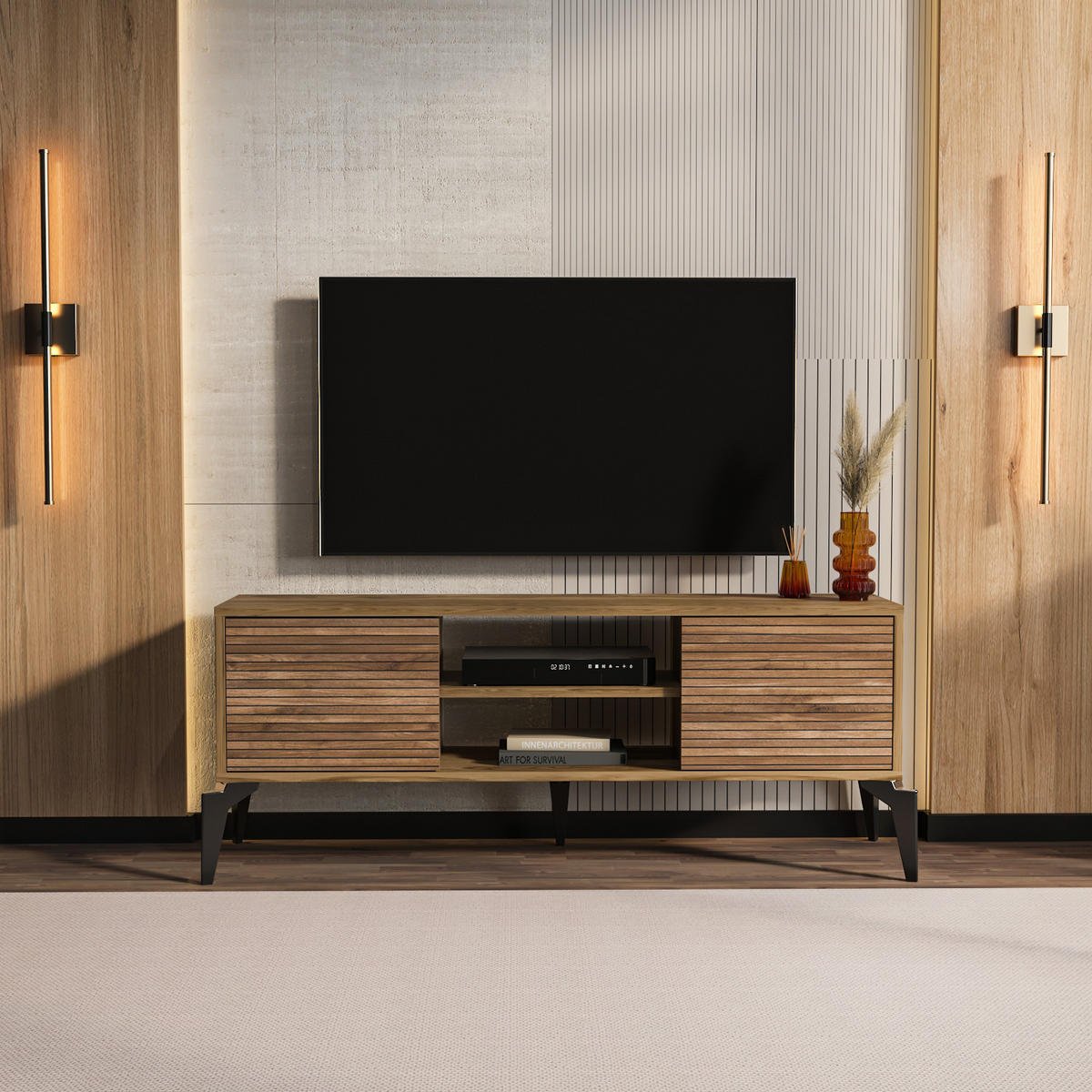 TV-LOWBOARD Lojo - Braun, Holzwerkstoff (130/52/29.5cm) - Decorotika