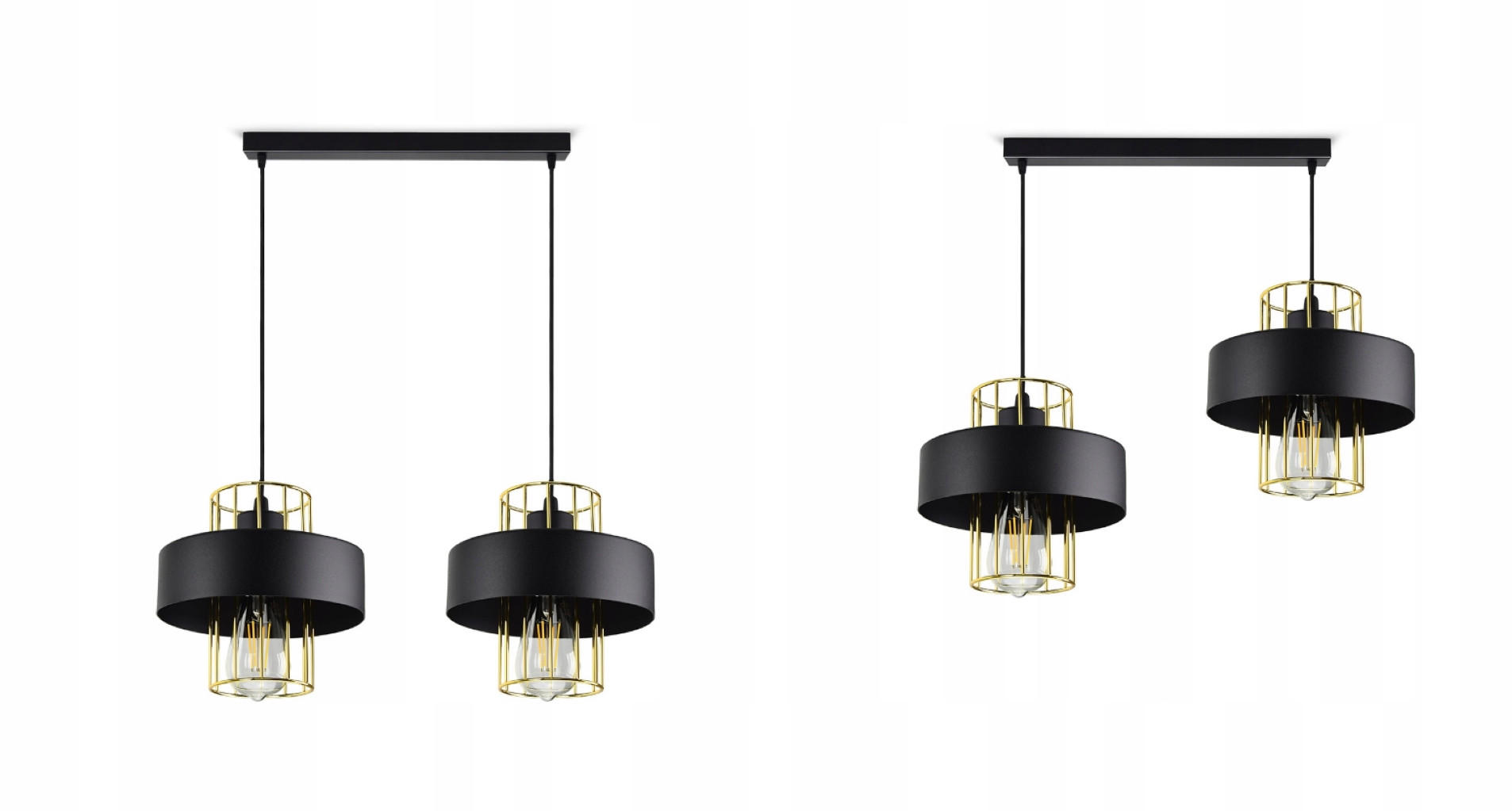 PENDELLEUCHTE LOFT - Goldfarben/Schwarz, Metall (20/60/90cm) - kiki design