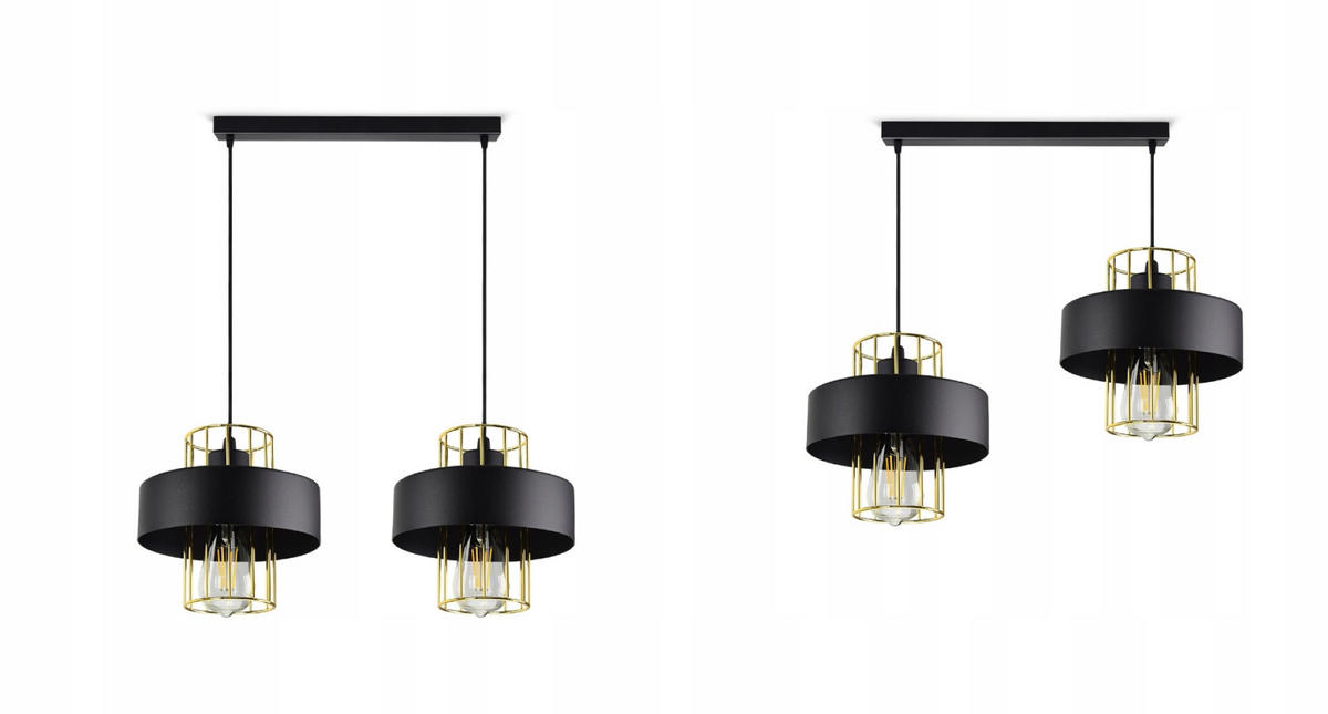 PENDELLEUCHTE LOFT - Goldfarben/Schwarz, Metall (20/60/90cm) - kiki design