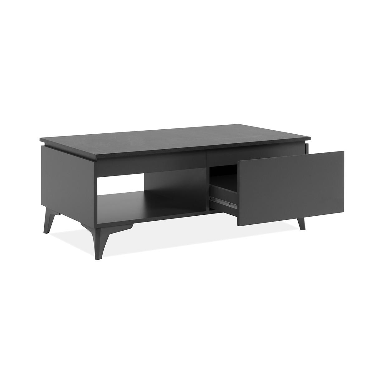 COUCHTISCH 1 Schublade 1 Fach L100 cm - BERTRIX - Schwarz, Holzwerkstoff (55/100/40cm) - Finori GmbH