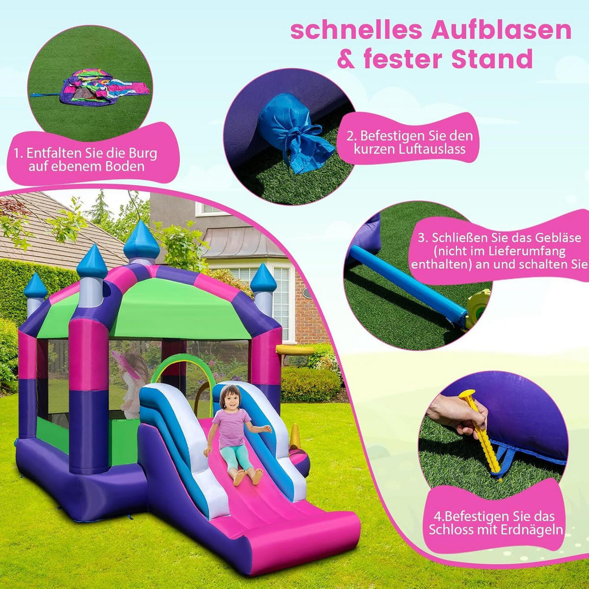 HÜPFBURG 300cm Multicolor - Multicolor, Kunststoff (385/332/300cm) - COSTWAY