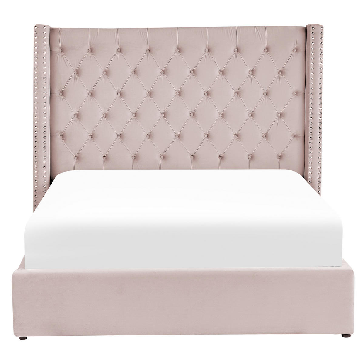 POLSTERBETT 160/200cm Pastellrosa Lubbon - Pink, Textil (160/200cm) - Beliani