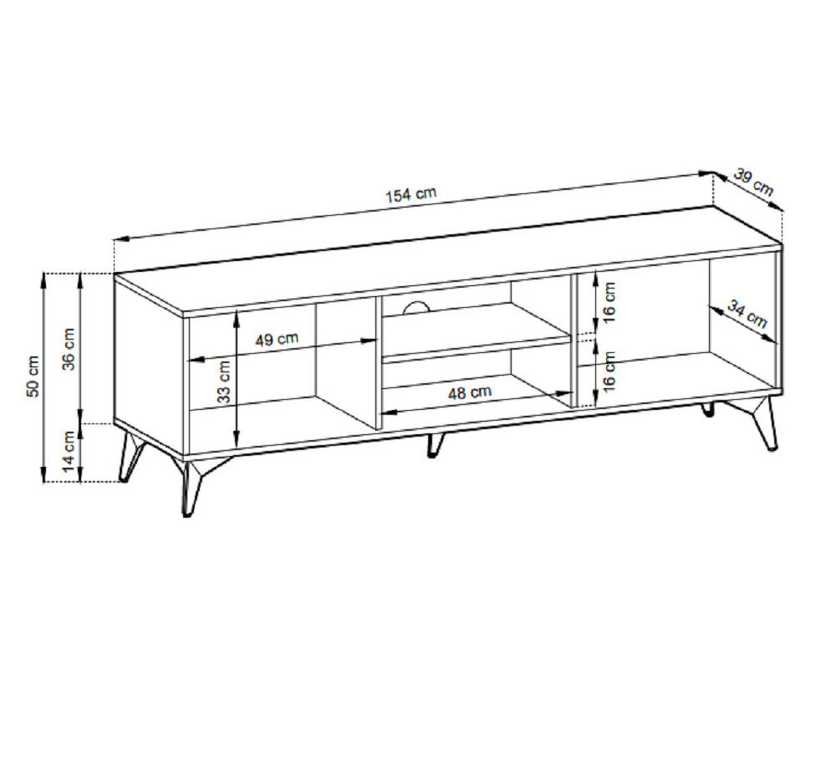 TV-SCHRANK Loft 154 cm Emerald - 2 Türen, Schwarz, Evoke Eiche - Braun, Holz (154/50/39cm) - Emporius