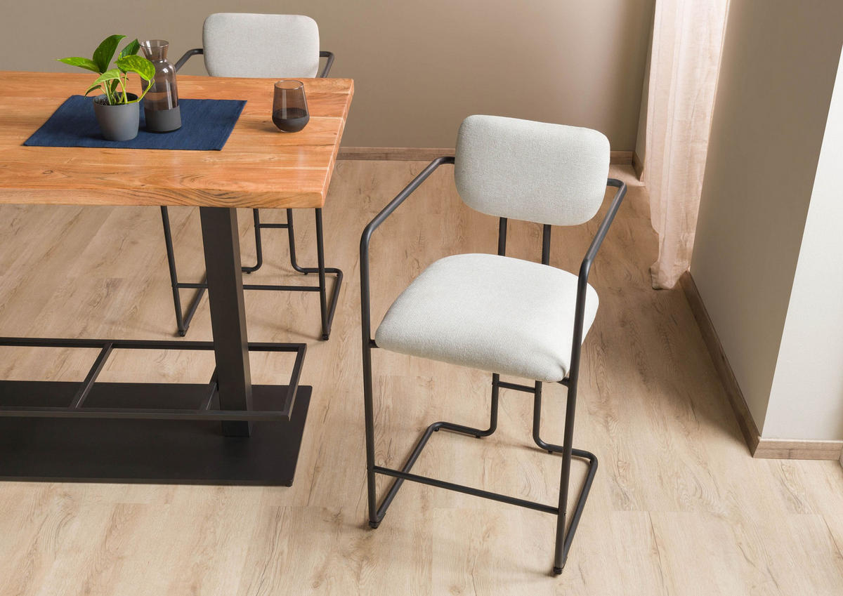 STUHL 100% Polyester 49 x 56 x 94 cm beige POLSTERSTÜHLE - Beige, Kunststoff (49/94/56cm) - Massivmoebel24