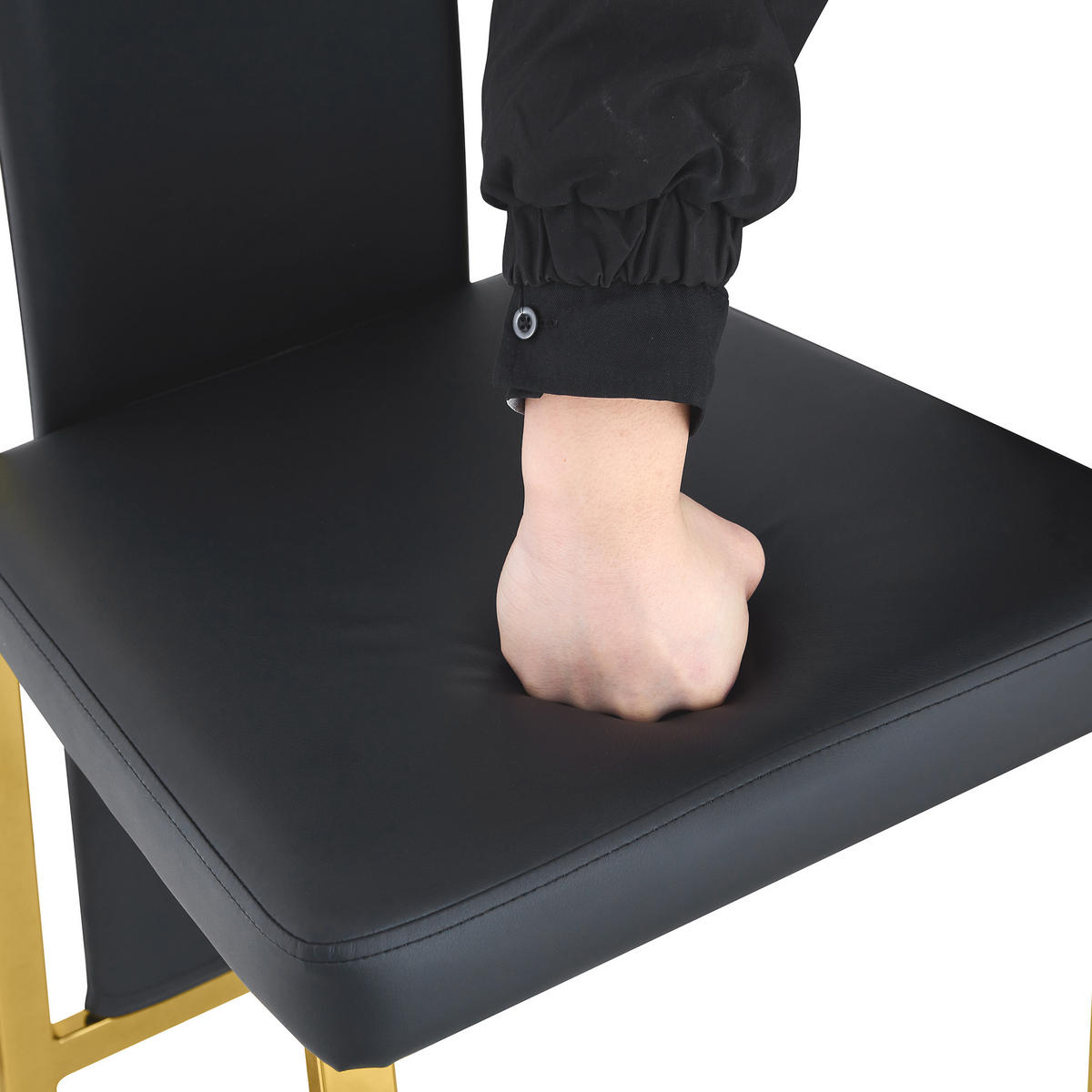 ESSGRUPPE DE-39460 3-teilig, Glastisch und 2 Stühlen mit Goldkante Schwarz - Schwarz, Metall (88/75/88cm) - ComfortXL