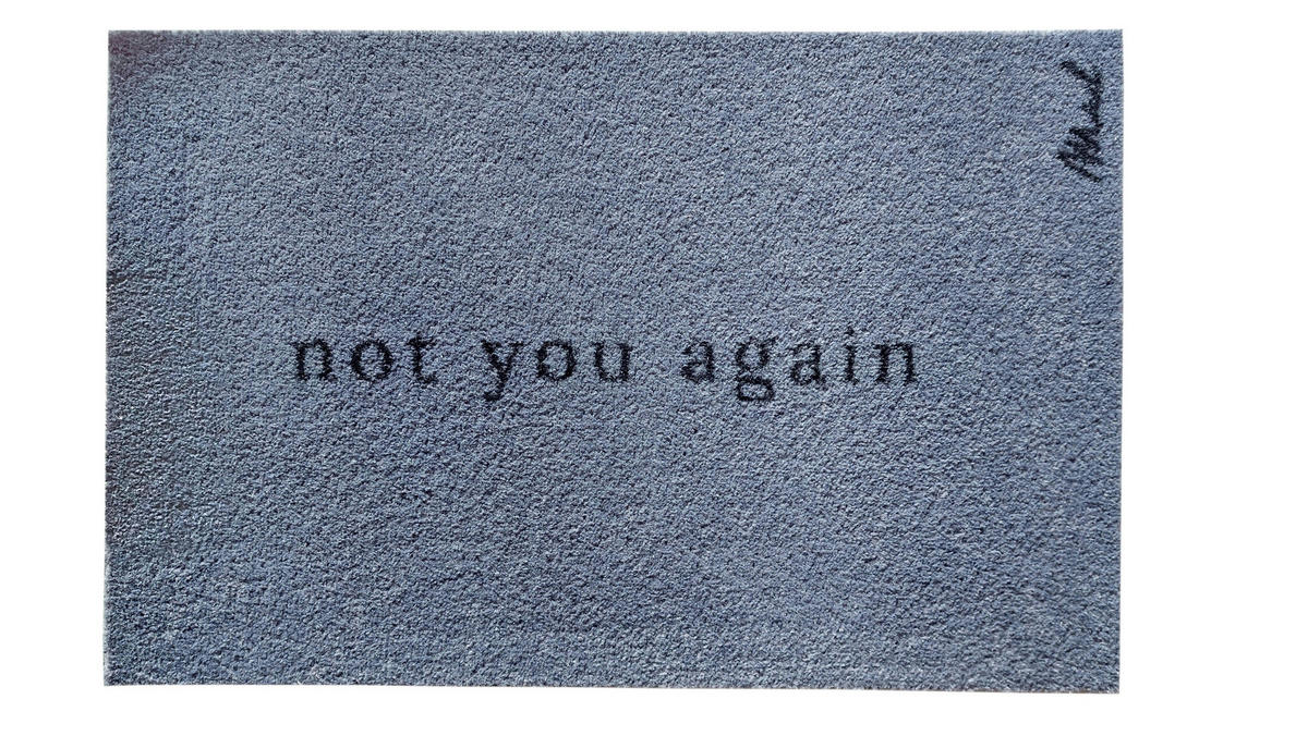 OUTDOOR FUßMATTE "Alex" mit Spruch "not you again" Blau 50 x 75 cm - Blau/Schwarz, Kunststoff/Textil (50/75cm) - MAD ABOUT MATS