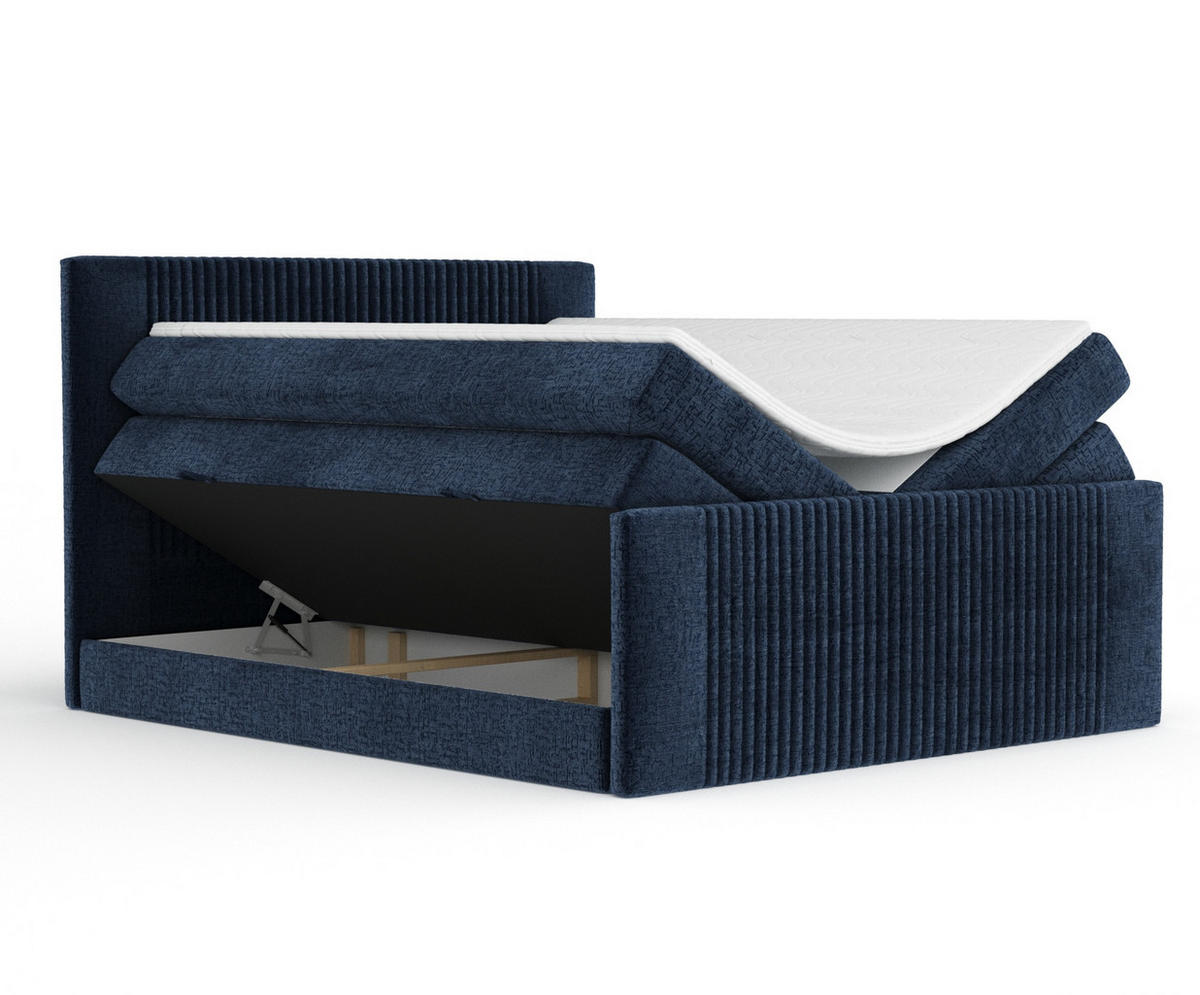 BOXSPRINGBETT Bergamo Marineblau 200/200 cm - Schwarz/Dunkelblau, Holz/Holzwerkstoff (200/200cm) - Maison de Reve