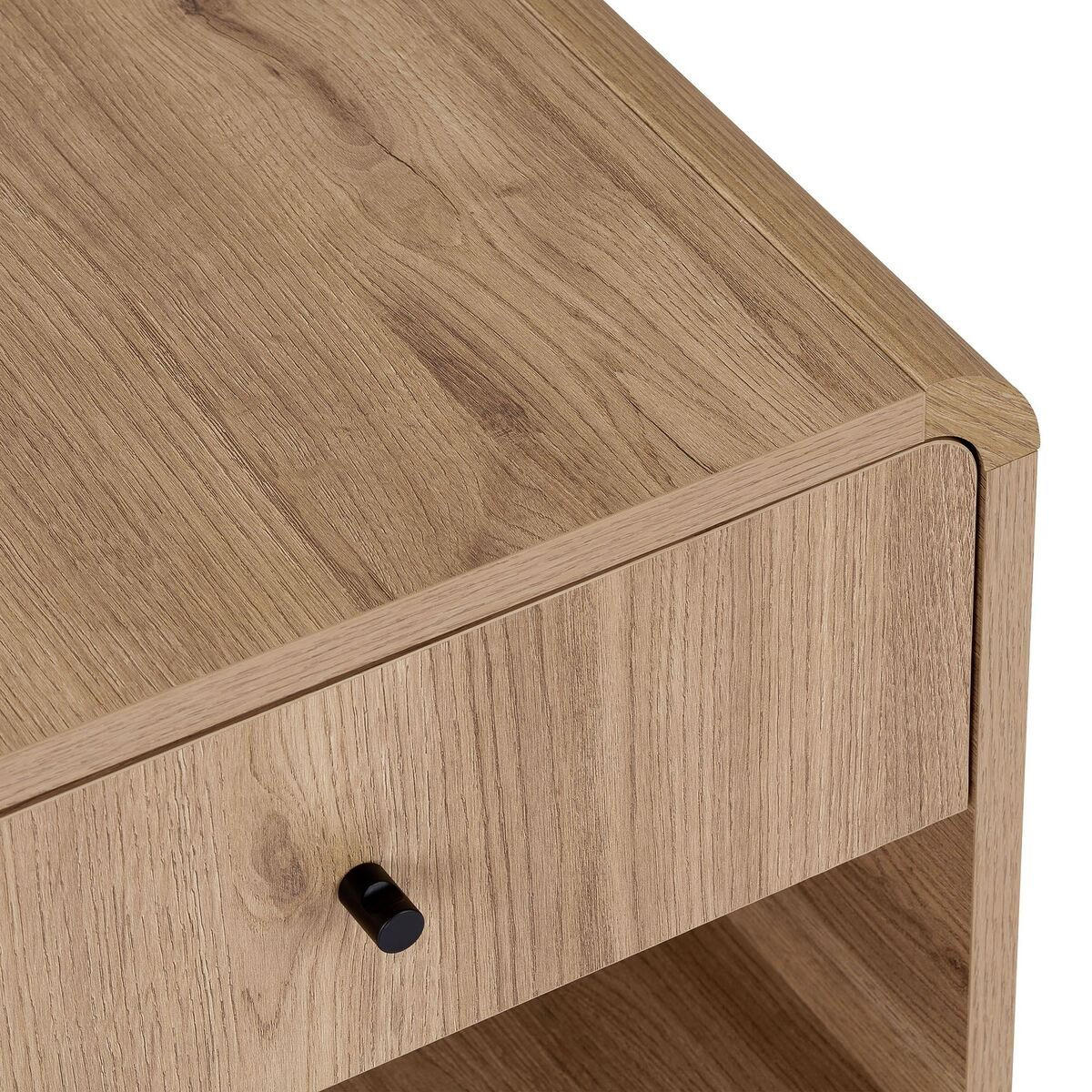 NACHTTISCH mit 1 Schublade und 1 Nische mit abgerundeten Kanten 40/45/45 cm - Eichefarben, Holzwerkstoff (40/45/17cm) - Calicosy