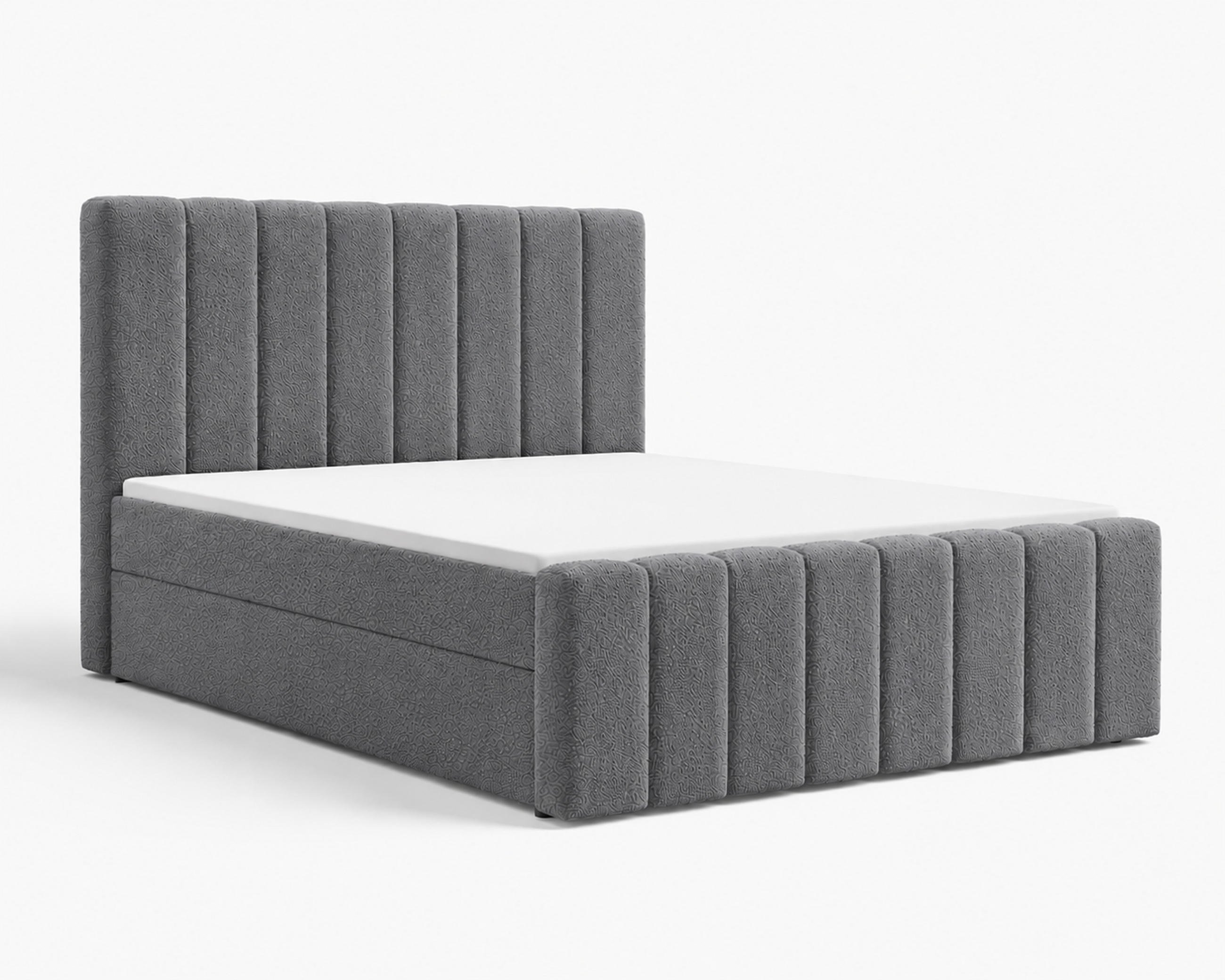 BOXBETT 01 BIS 160 x 200 cm - Vibe - Modernes Polsterbett mit Bettkasten inkl. PU-Schaum-Topper und Federmechanismus - Grau, Holz (160/200cm) - ROYAL24_MARKT