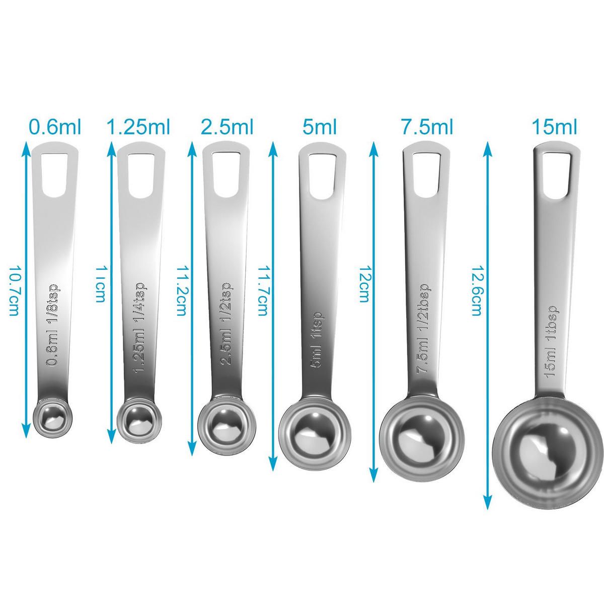 MESSLÖFFEL SET (6-tlg.) - Silberfarben, Metall (0.015L) - Intirilife