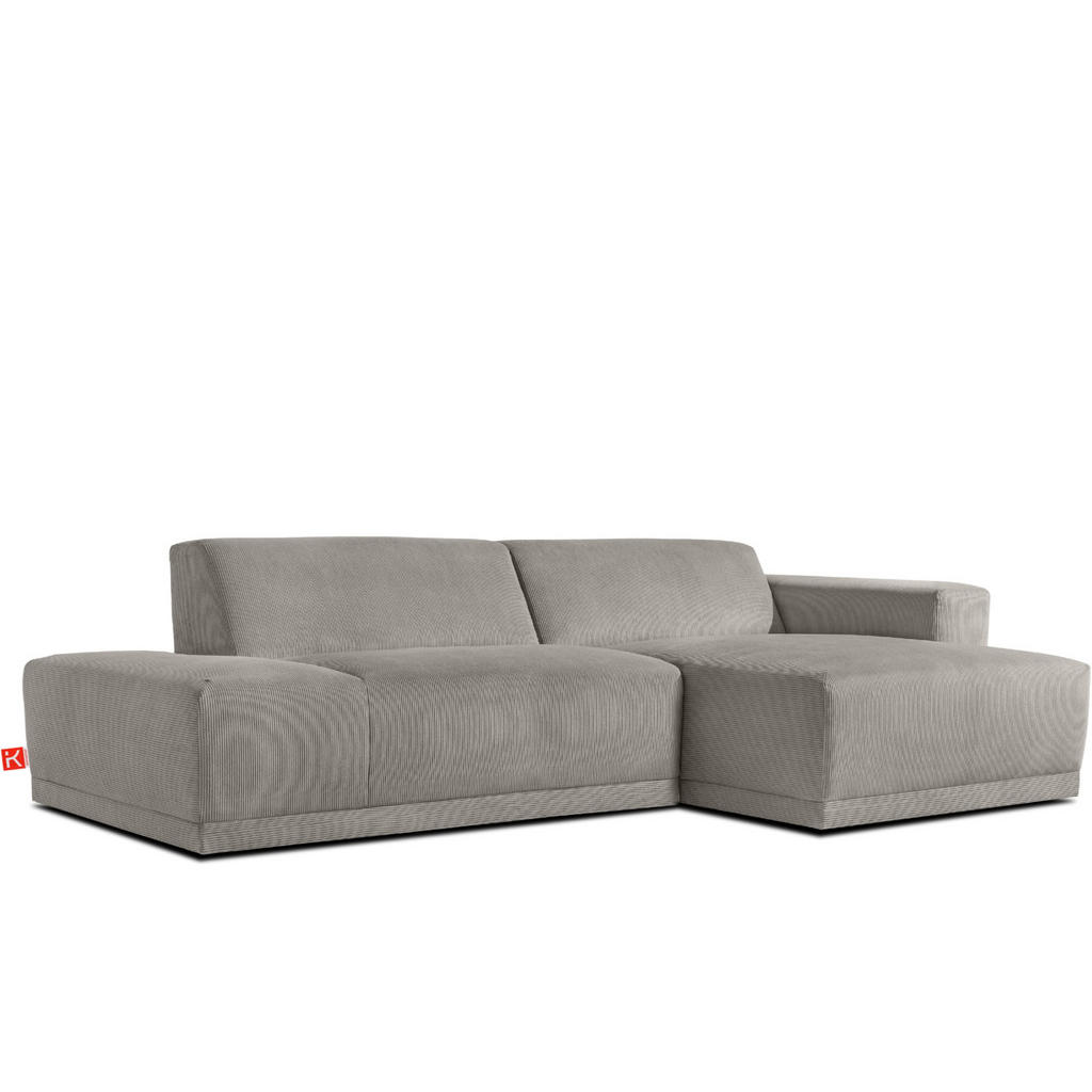 Thumbnail - Konsimo® Ecksofa-Rechts, Hellgrau, Textil, 5-Sitzer, L-Form,L-Form, 280x160 cm, Hergestellt in Europa, Made in Europe, W...