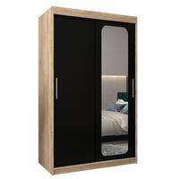SCHWEBETÜRENSCHRANK 200/120/62 2-türig - Silberfarben/Schwarz, Holz/Kunststoff (120/200/62cm) - Abiks Möbel