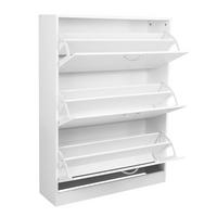 SCHUHSCHRANK 3 Türen Weiß Schuhregal mit Klappen - Weiß, Holz (80/110/23.5cm) - Kaket