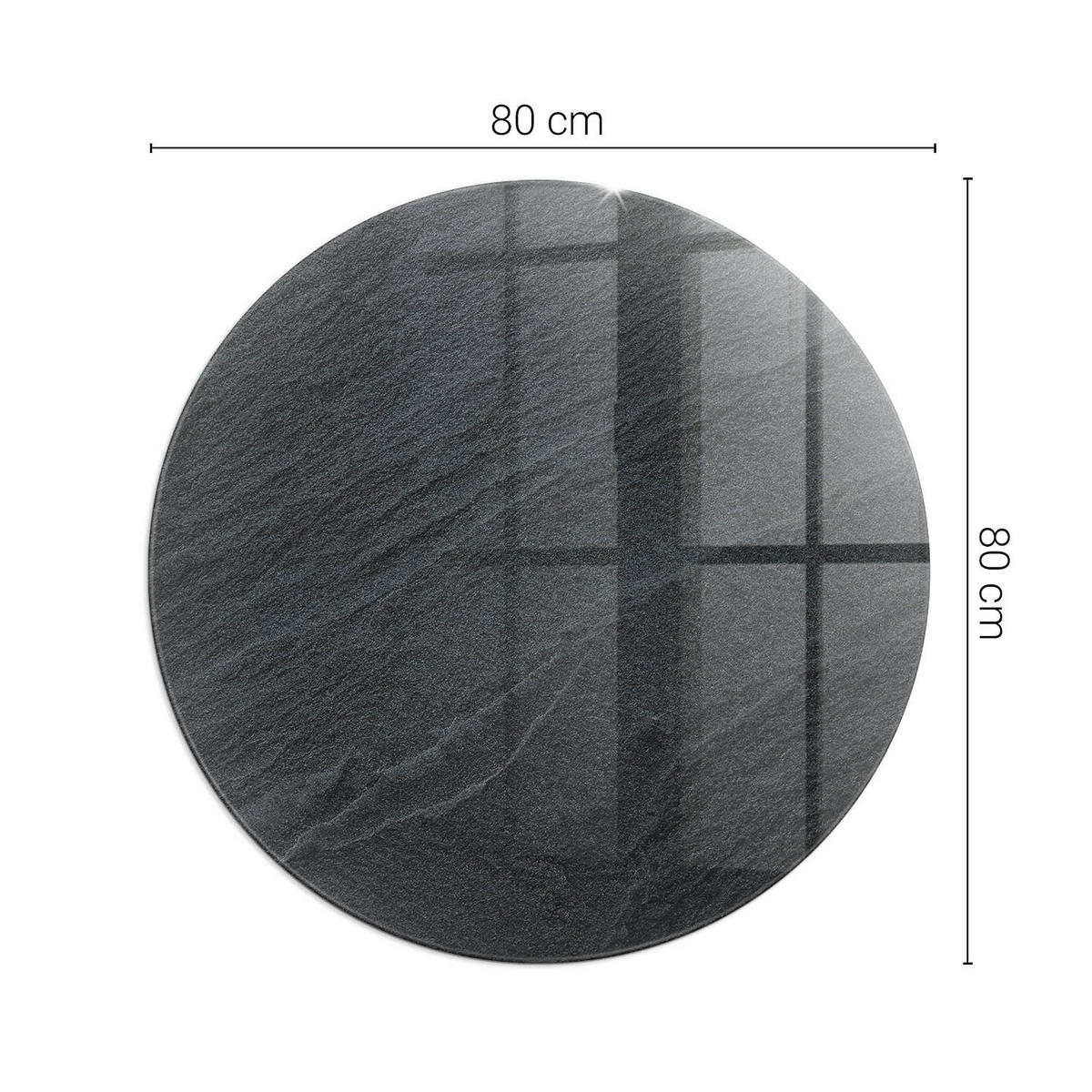 GLASPLATTE für Kamin Ø 80 cm - Schwarz, Glas (80/80/0.4cm) - TULUP