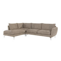 ECKSOFA Elou Dunkelbeige Microfaser - Chromfarben/Beige, Holz/Textil (277/200cm) - S-Style Möbel