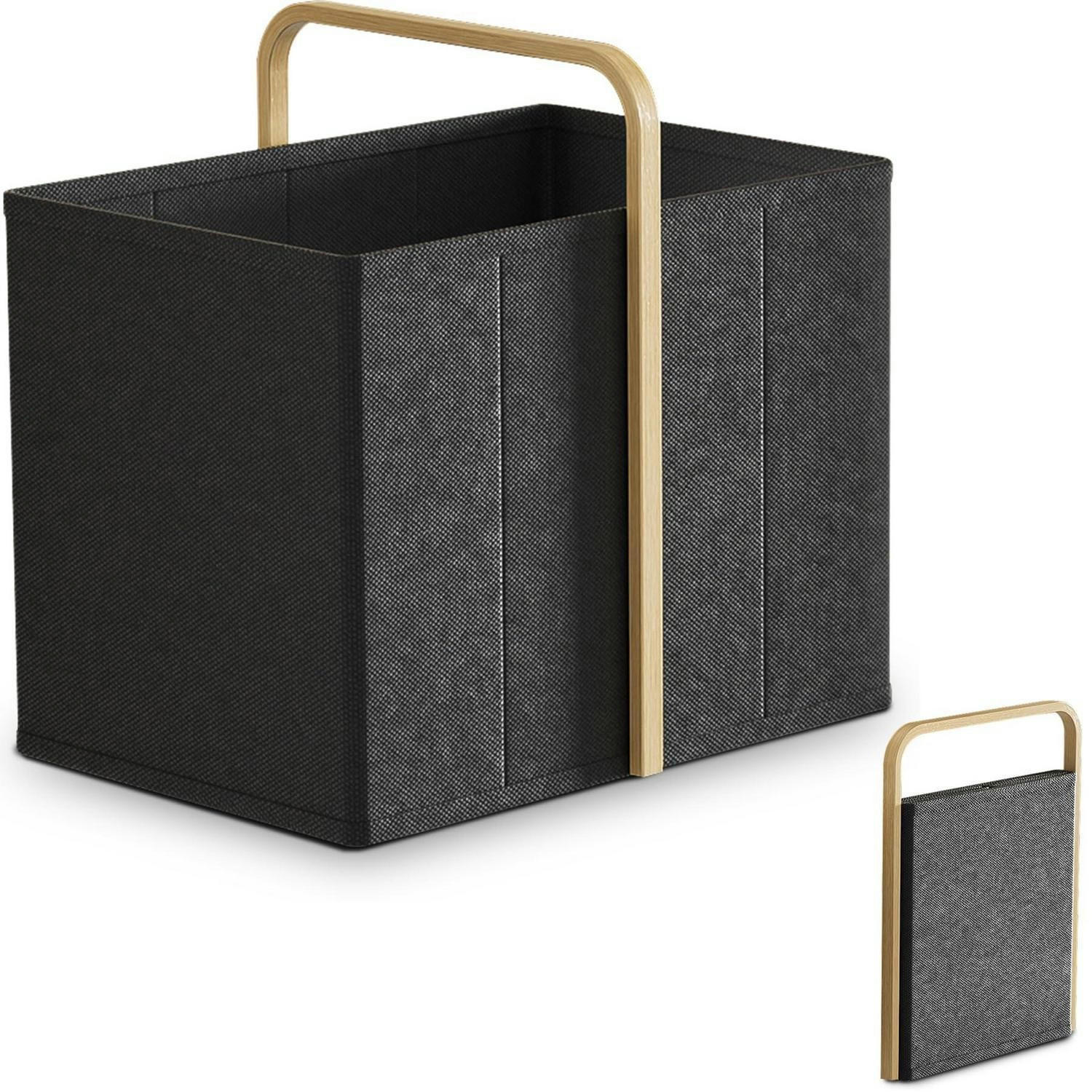 WÄSCHEKORB Bambus-Stoff Schwarz 65L - Schwarz, Textil (33/44/44cm)