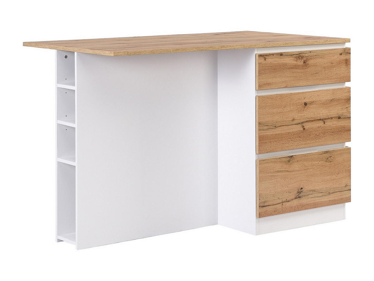 KÜCHENINSEL - 2 -Sitzer - MDF - naturfarben hell, weiß - POMARELA - Naturfarben, Holz (140/91/80cm) - Vente-Unique