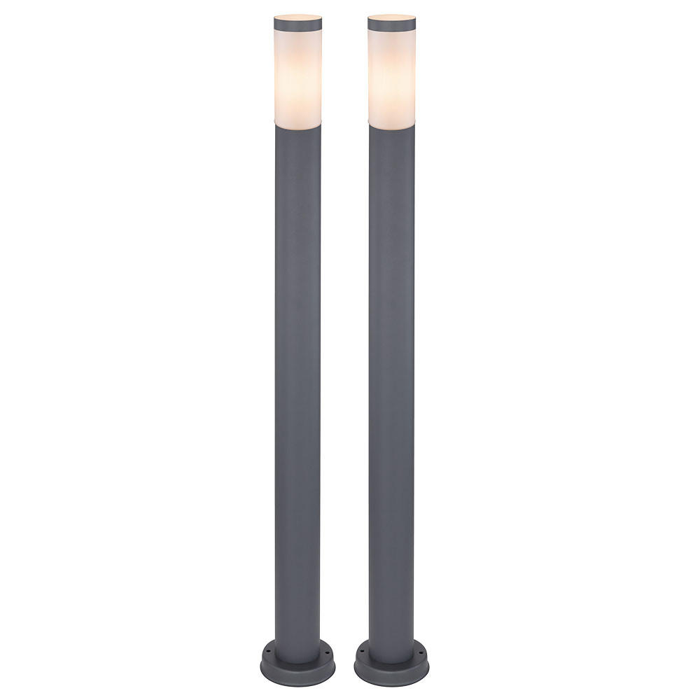 LED STEHLEUCHTE Edelstahl Anthrazit 2er Set - Anthrazit, Metall (12.7/12.7/110cm) - Globo Lighting