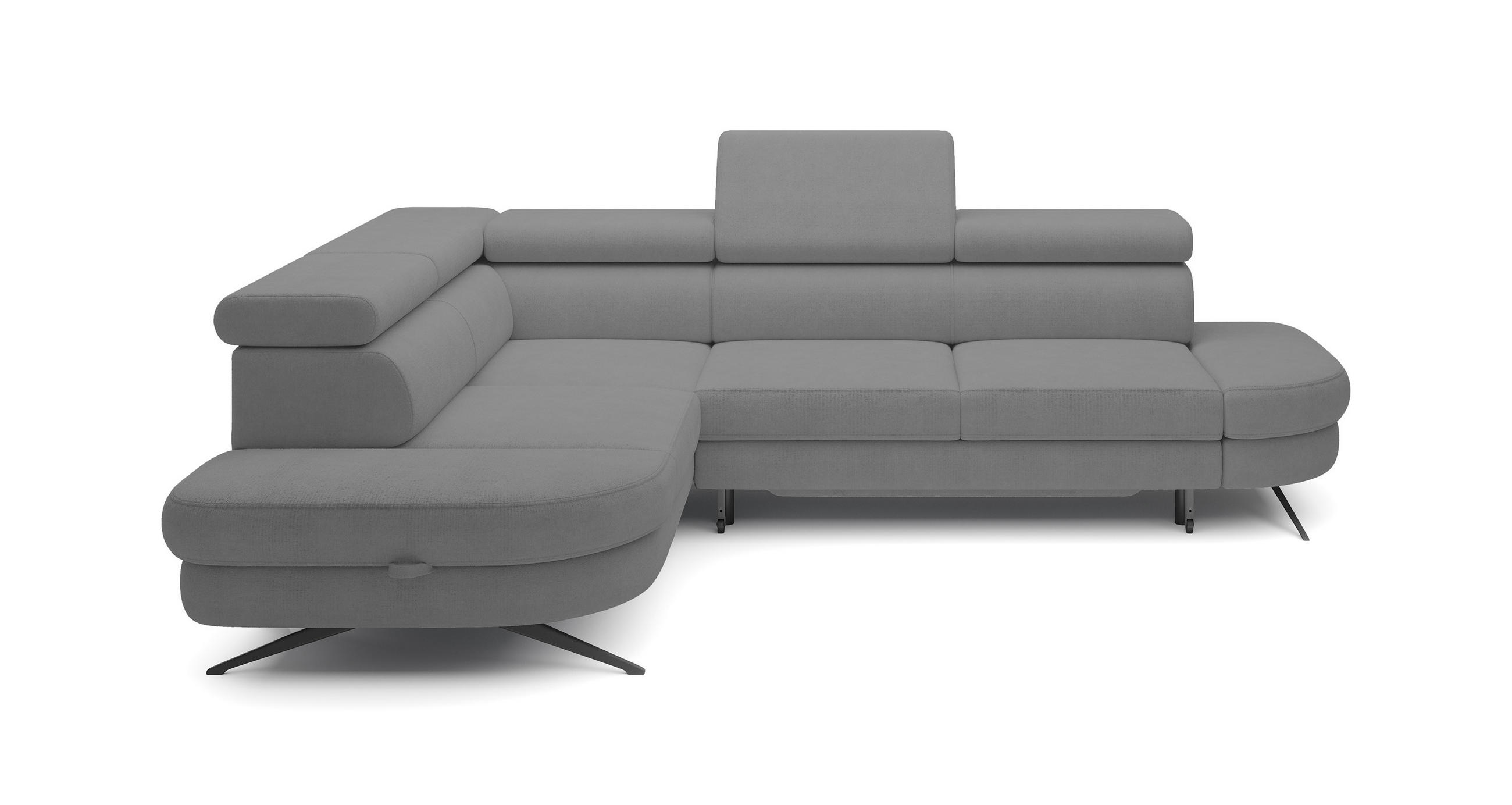 ECKSOFA OTIS L-förm, Schlaffunktion, verstellbare Kopfstützen, in AURORA-Stoff, lose Rückenkissen, freistehend, LINKS 218x276x97 cm Grey - Grau, Holz/Textil (218/276cm) - DomoHome