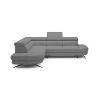 ECKSOFA OTIS L-förm, Schlaffunktion, verstellbare Kopfstützen, in AURORA-Stoff, lose Rückenkissen, freistehend, LINKS 218x276x97 cm Grey - Grau, Holz/Textil (218/276cm) - DomoHome