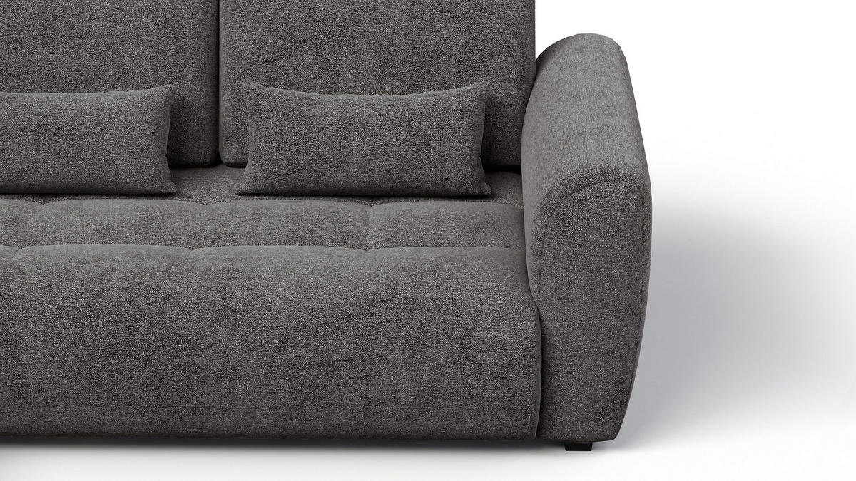 ECKSOFA SORENO 4-Sitzer, dunkelgrau - Dunkelgrau/Schwarz, Holz/Textil (293/171cm) - Courtois Laville