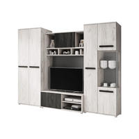 WOHNWAND 4-teilig 280/202/52 cm VIVA + blaue LED-Beleuchtung - Weiß, Holzwerkstoff (280/202/52cm) - imoebel24