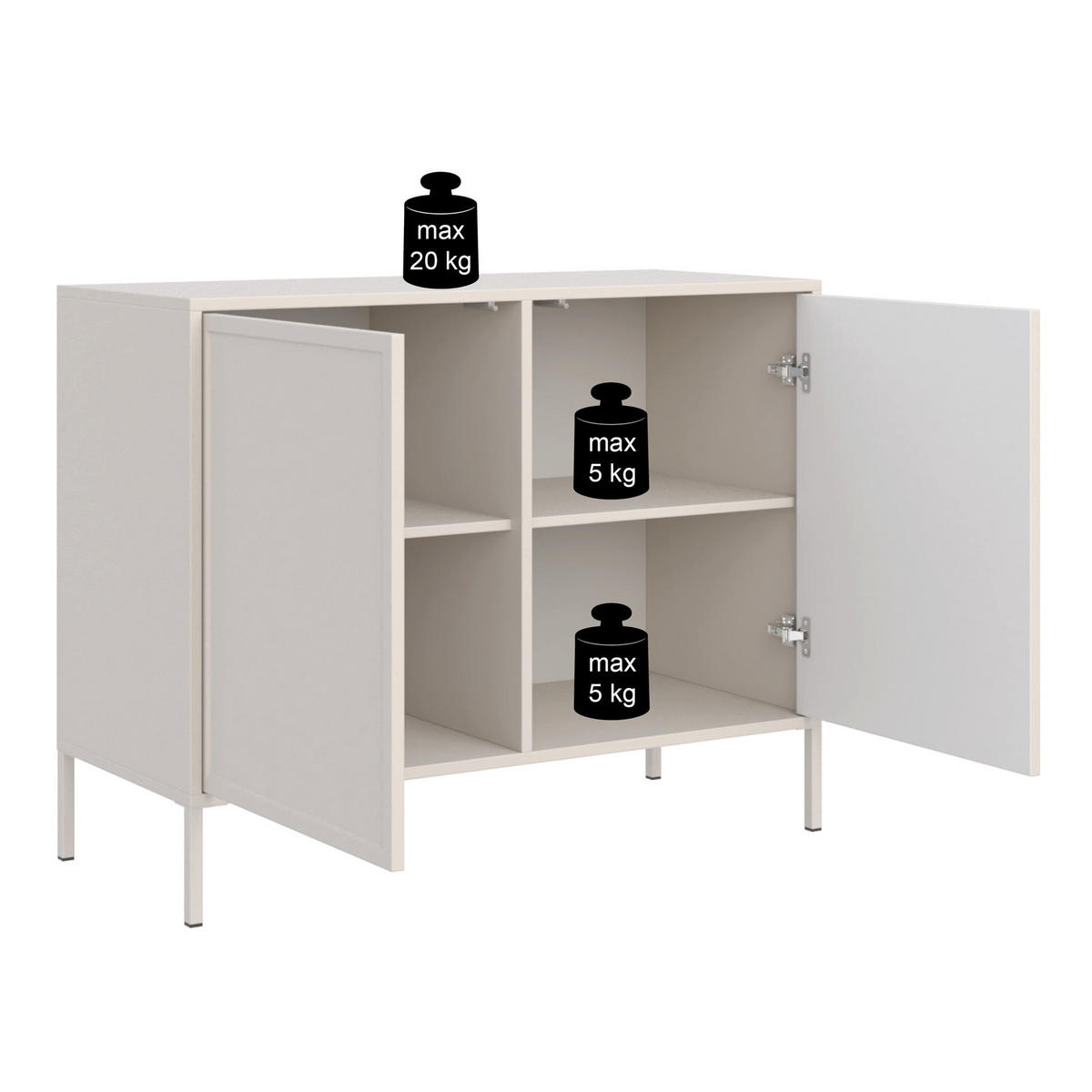 SIDEBOARD Velveto bílý 100cm - bílá, kov/kompozitní dřevo (100/86/40cm) - Selsey