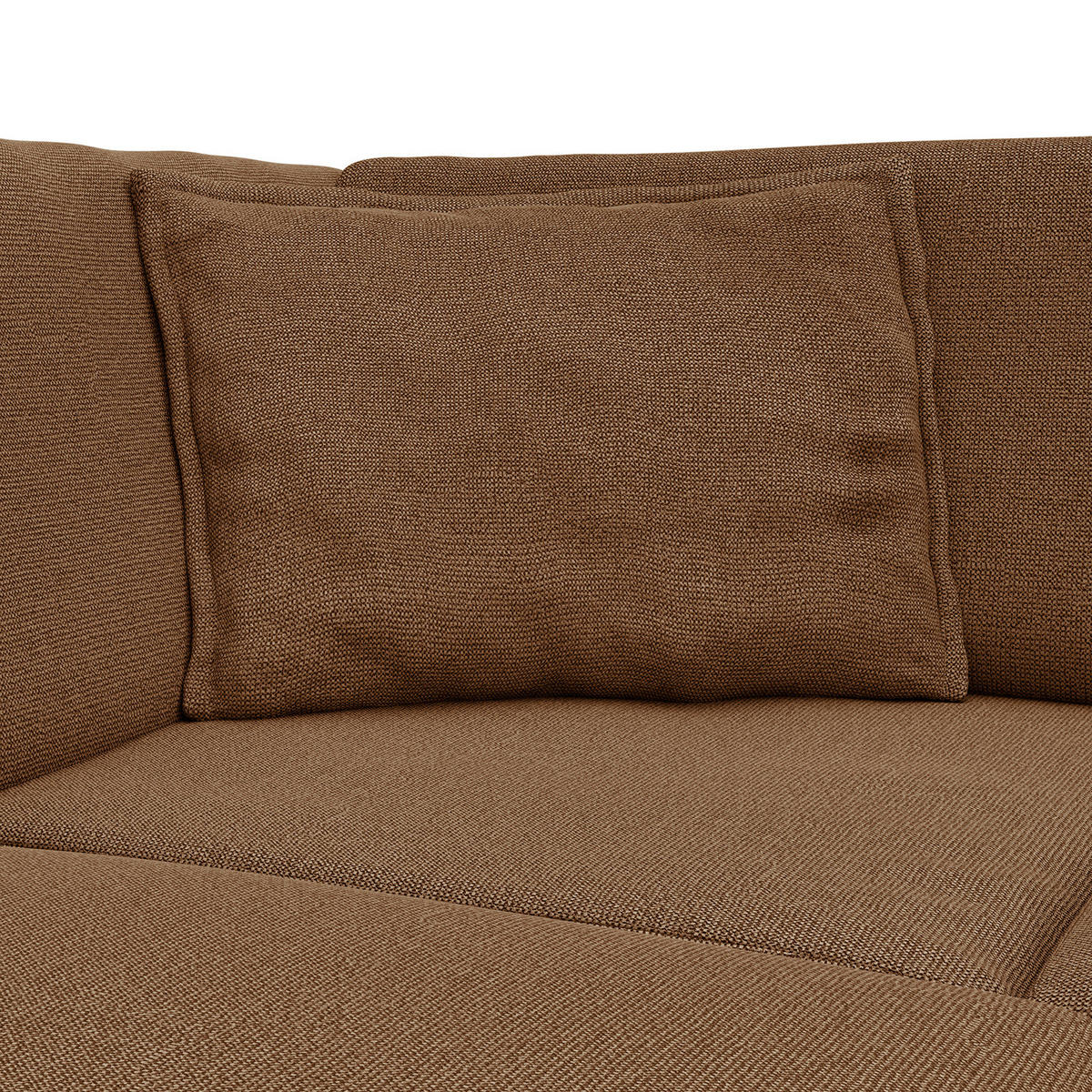 ECKSOFA mit Ottomane - Schwarz/Haselnussfarben, Kunststoff/Textil (328/272cm) - home24
