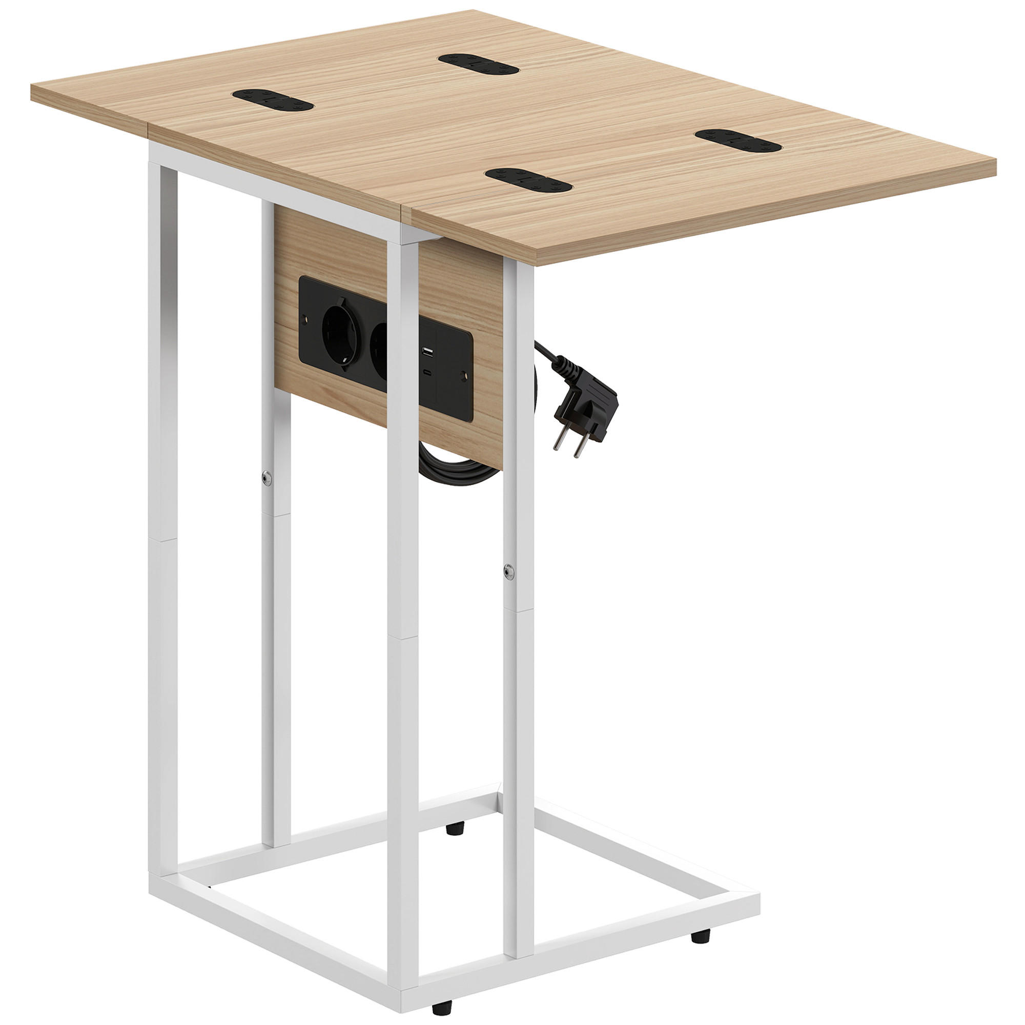 BEISTELLTISCH MDF, Metall Naturholz - Beige/Naturfarben, Holzwerkstoff/Metall (39/29/57cm) - HOMCOM