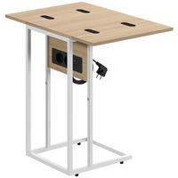 BEISTELLTISCH MDF, Metall Naturholz - Beige/Naturfarben, Holzwerkstoff/Metall (39/29/57cm) - HOMCOM