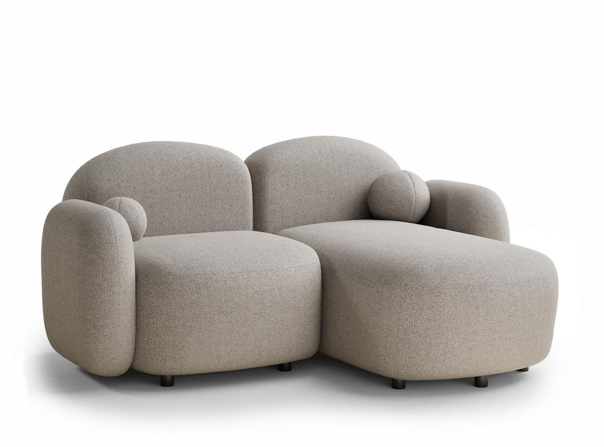 ECKSOFA Bahama Seidengrau Webstoff - Beige/Schwarz, Holz/Holzwerkstoff (190/146cm) - Maison de Reve