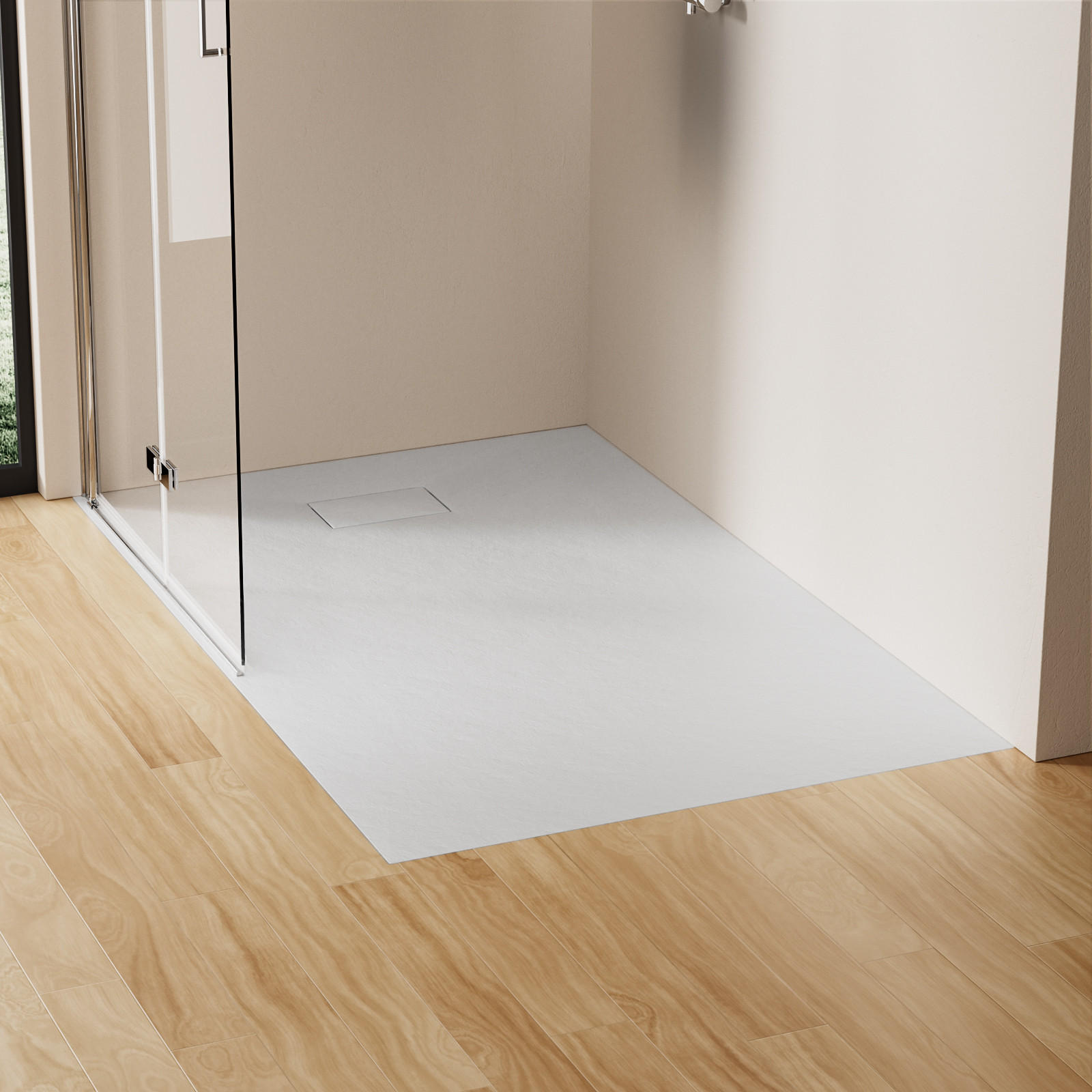 DUSCHWANNE mit rutschhemmender Oberfläche 90/140 cm, Weiß - Weiß, Naturmaterialien (90/2.6/140cm) - EMKE