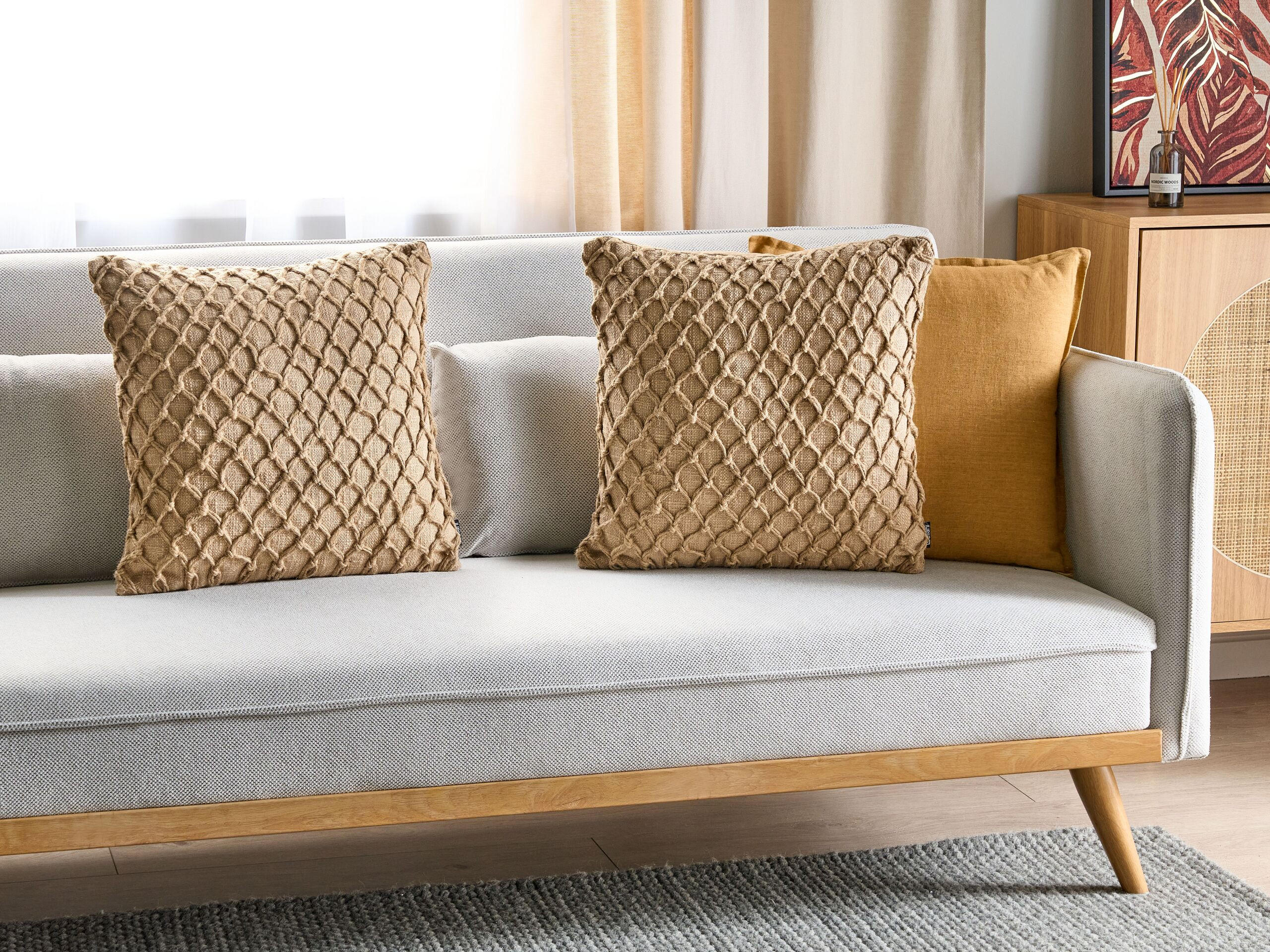 DEKOKISSEN 2er-Set Beige 45/45 cm Collomia - Beige, Textil (45/45cm) - Beliani