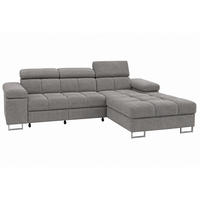 ECKSOFA COMODO Rechts mit Schlaffunktion & Bettkasten Warmgrau - Grau, Textil (271/203cm) - KS Home Concept
