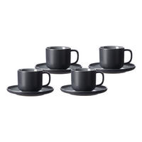 KAFFEETASSEN MIT UNTERTASSEN Jasper Schwarz 240 ml 4er Set - Schwarz, Keramik (15/9/15cm) - Ritzenhoff Breker