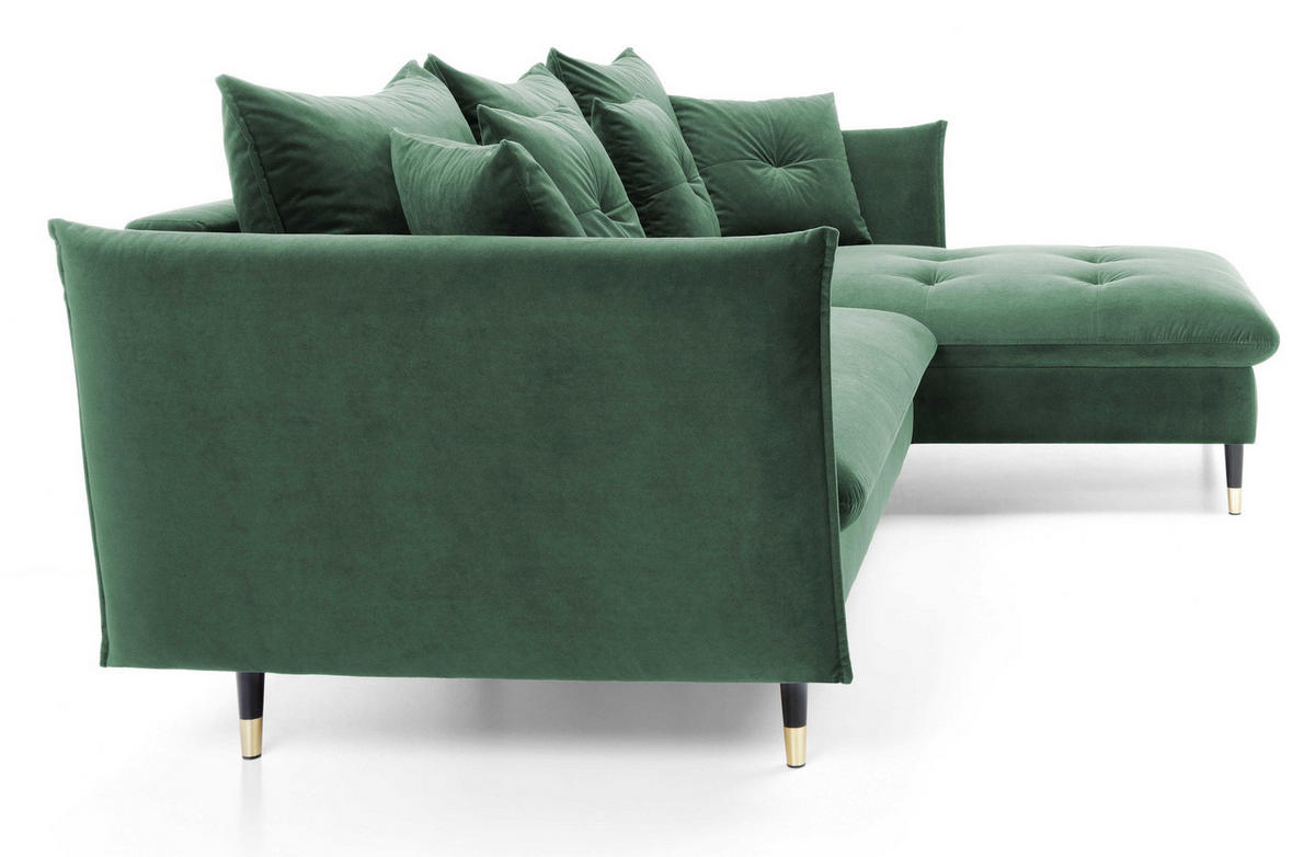 ECKSOFA 260 cm Sagir mit Schalffunktion, Bettkasten, Rechts - Grün - Schwarz/Grün, Holz (258/167cm) - Emporius