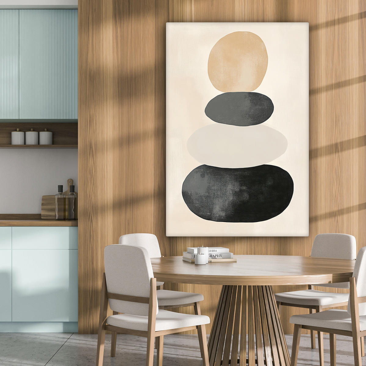 LEINWANDBILD Japandi - Wabi sabi - Beige Deko Groß 90x140 cm - Taupe, Textil (90/140cm) - MuchoWow