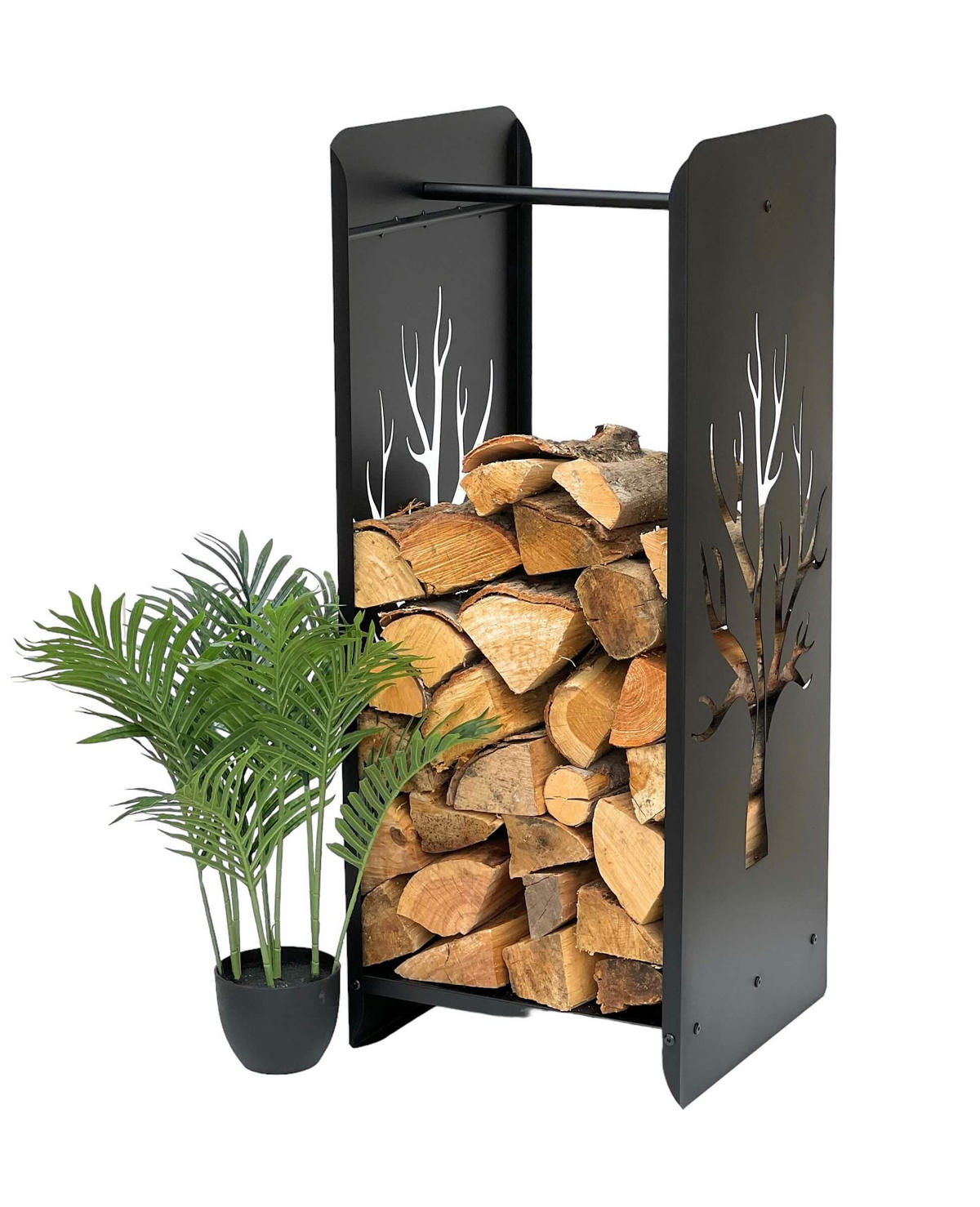 KAMINHOLZREGAL Metall Schwarz 100 cm 96428 - Schwarz, Metall (40/100/40cm) - DanDiBo