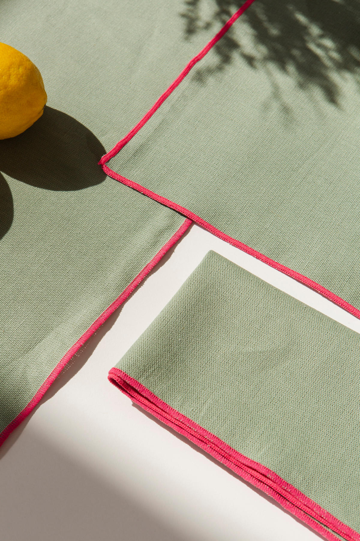 TISCHET 8-teilig, 100% Leinen, türkis und lila SET CONTRAST EDGE - Türkis, Textil (40/130cm) - RNT By Really Nice Things