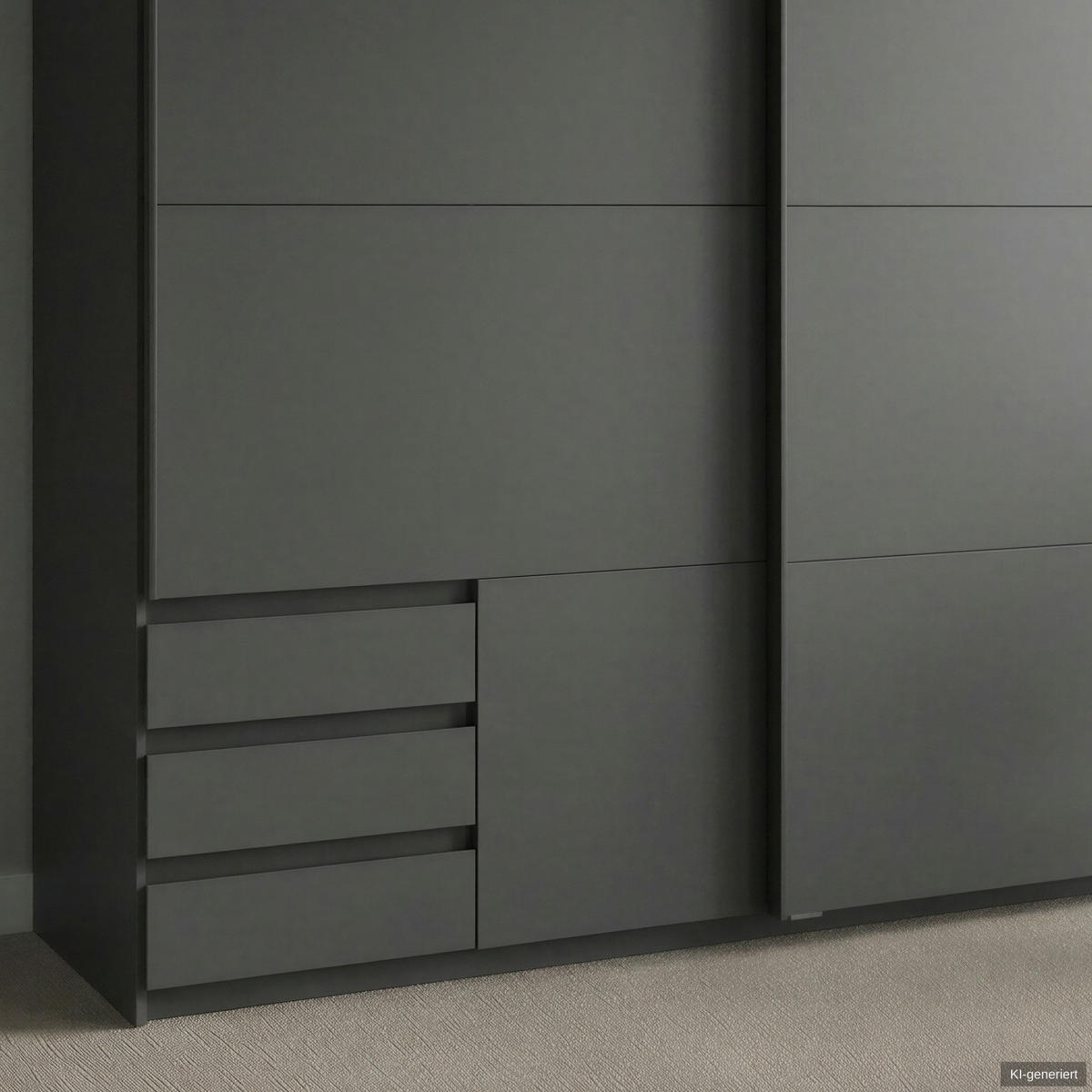 SCHWEBETÜRENSCHRANK 2-türig B179/H198/T65 cm, Kleiderschrank in Grafit mit sichtbaren Schubkästen / 22693 - Schwarz/Graphitfarben, Holz/Holzwerkstoff (179/198/65cm) - luma-home