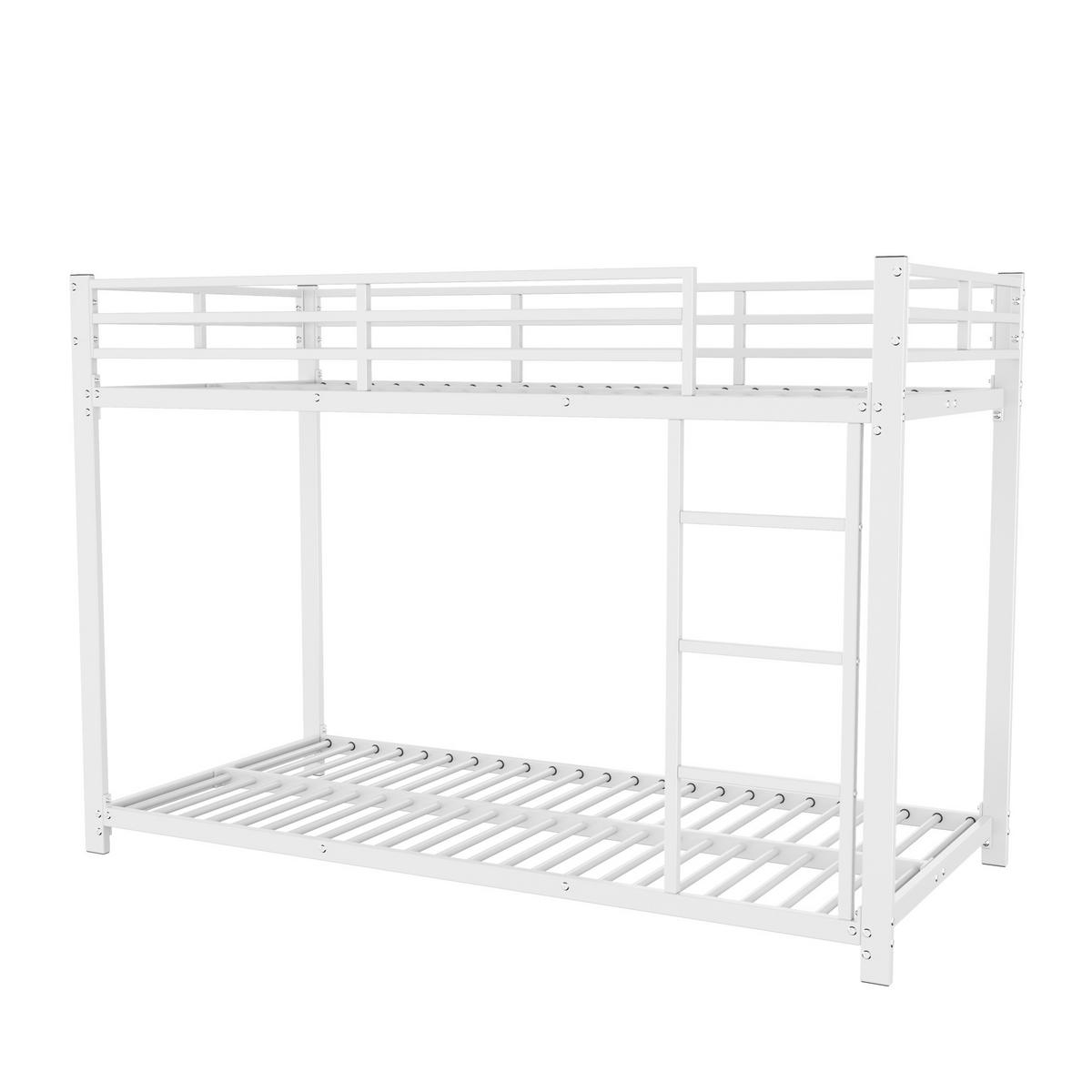 ETAGENBETT 90/200 cm mit Sicherheitsleisten, 2 Liegeflächen und Metallrahmen, Weiß - Weiß, Metall (90/200cm) - Redom