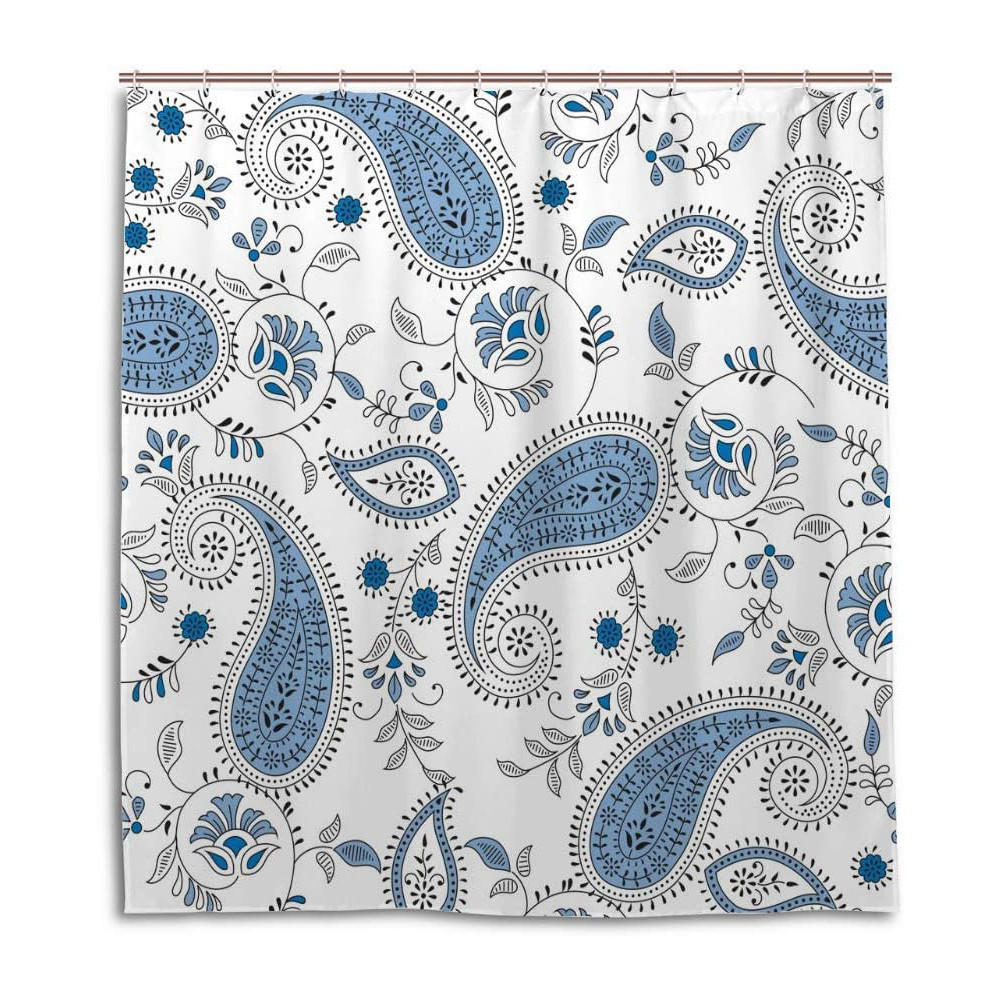 DUSCHVORHANG Blau 90 x 180 cm Polyester wasserdicht maschinenwaschbar Muster Badezimmer - Blau, Textil (180/90cm) - MCBOSON