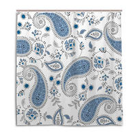 DUSCHVORHANG Blau 90 x 180 cm Polyester wasserdicht maschinenwaschbar Muster Badezimmer - Blau, Textil (180/90cm) - MCBOSON