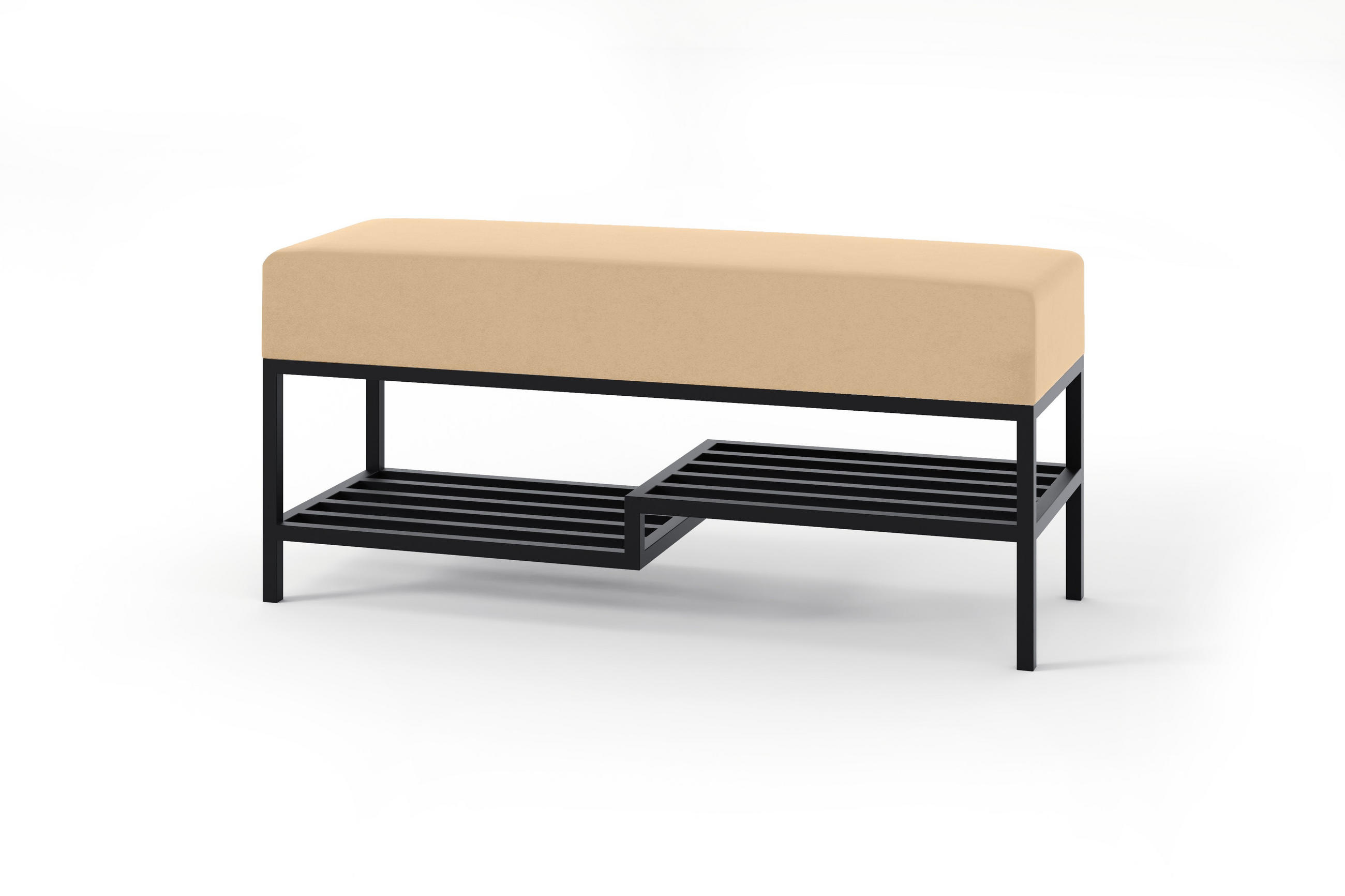 POLSTERBANK MELLO 100 Hellbeige, Schwarzen Beine - Beige/Schwarz, Textil/Metall (100/45/35cm) - Bettso