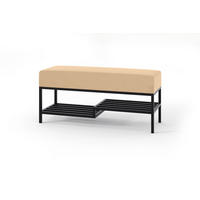POLSTERBANK MELLO 80 Hellbeige, Schwarzes Metallgestell - Beige/Schwarz, Textil/Metall (80/45/35cm) - Bettso