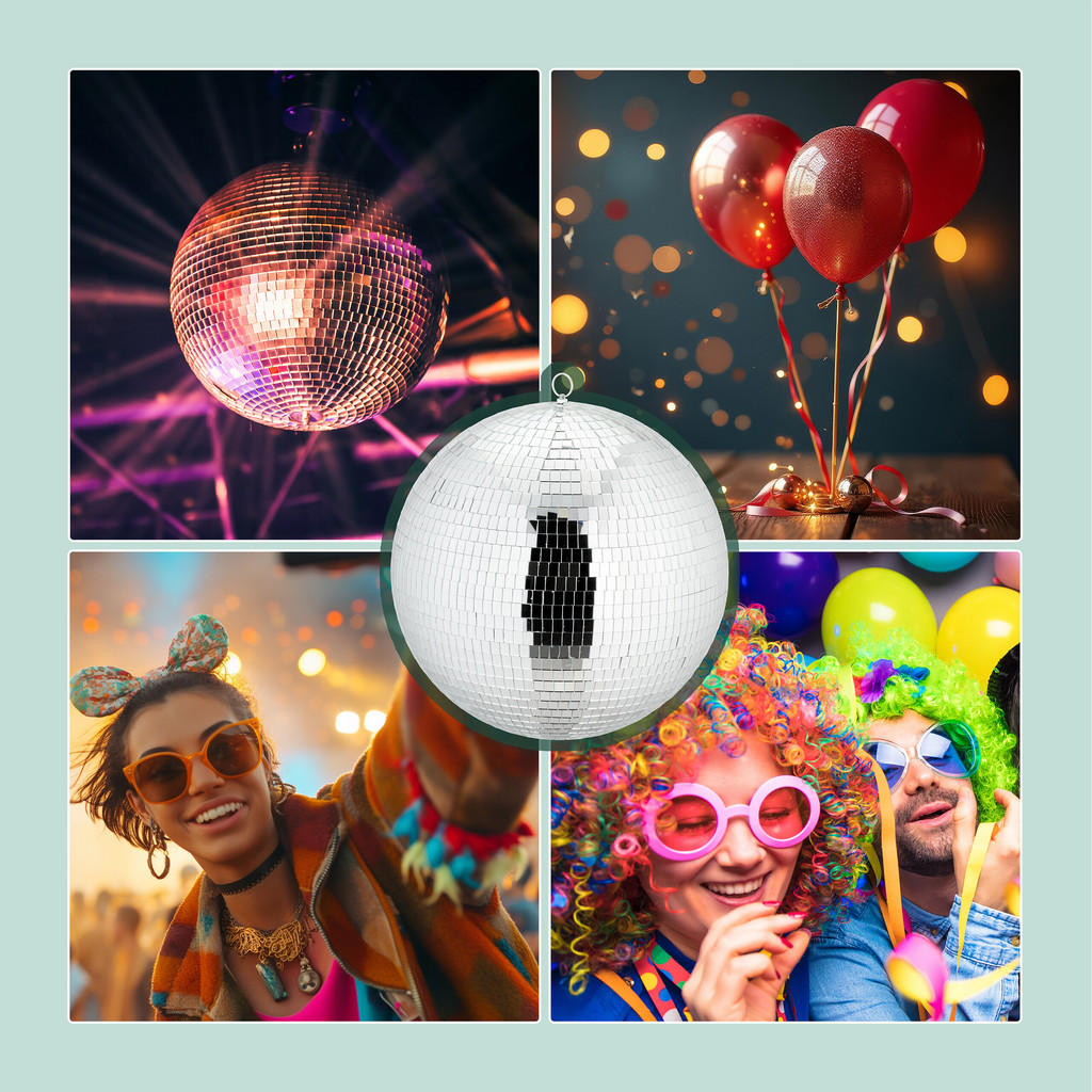 Thumbnail - Relaxdays Discokugel, Silber, Textil, Glas, 40x44x40 cm, Dekoration